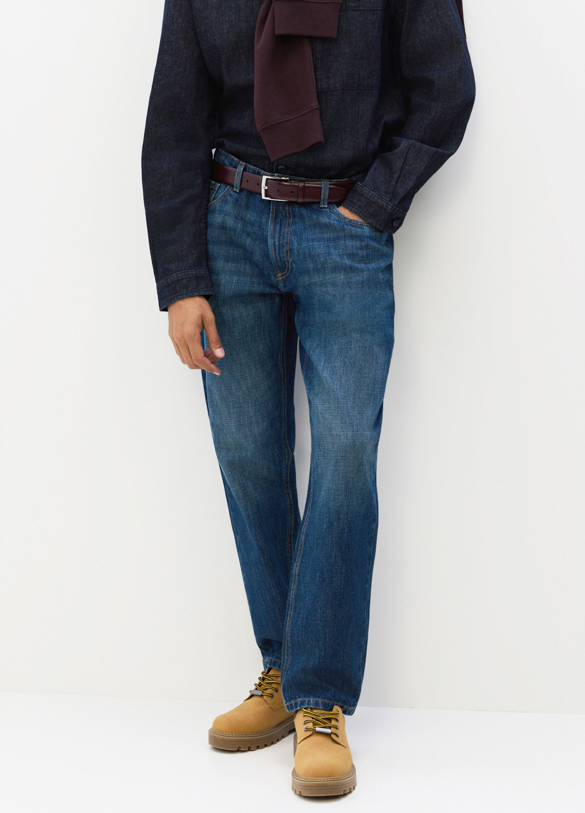 Jeans regular fit in denim di cotone uomo_3