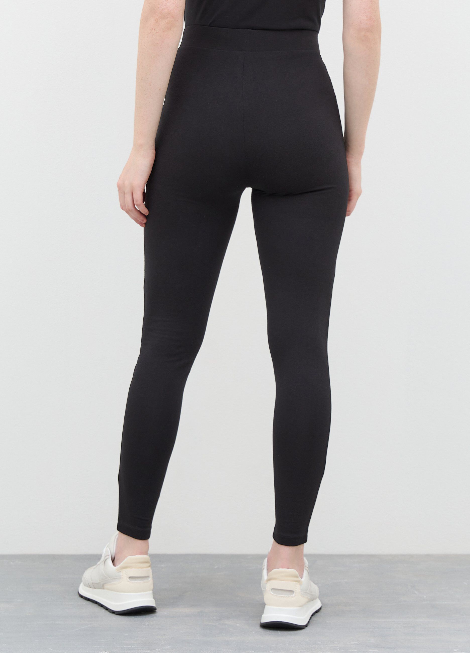 Leggings a tinta unita in cotone elasticizzato donna_1