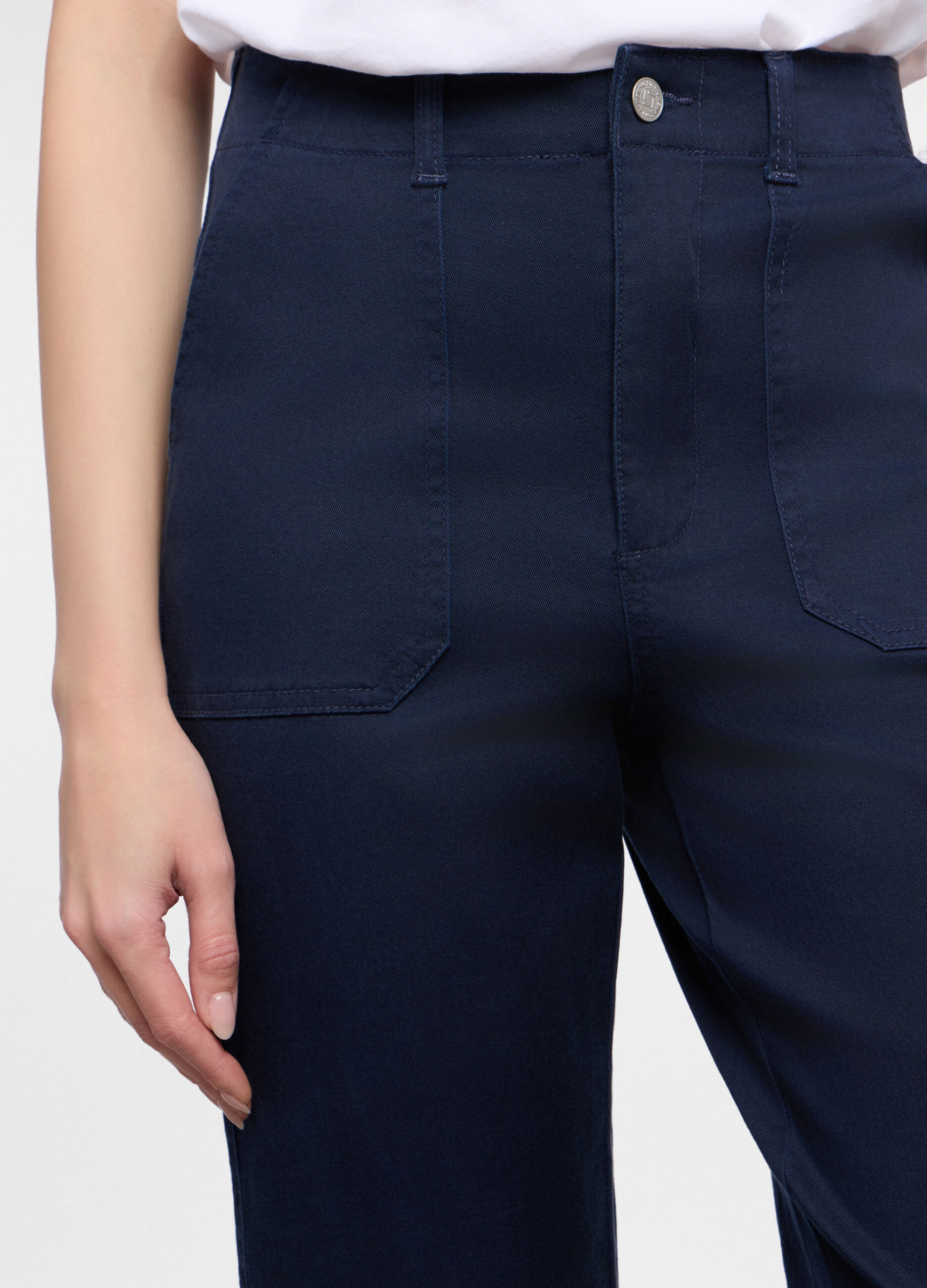 Jogger fit straight in cotone con fondo elasticato donna_3