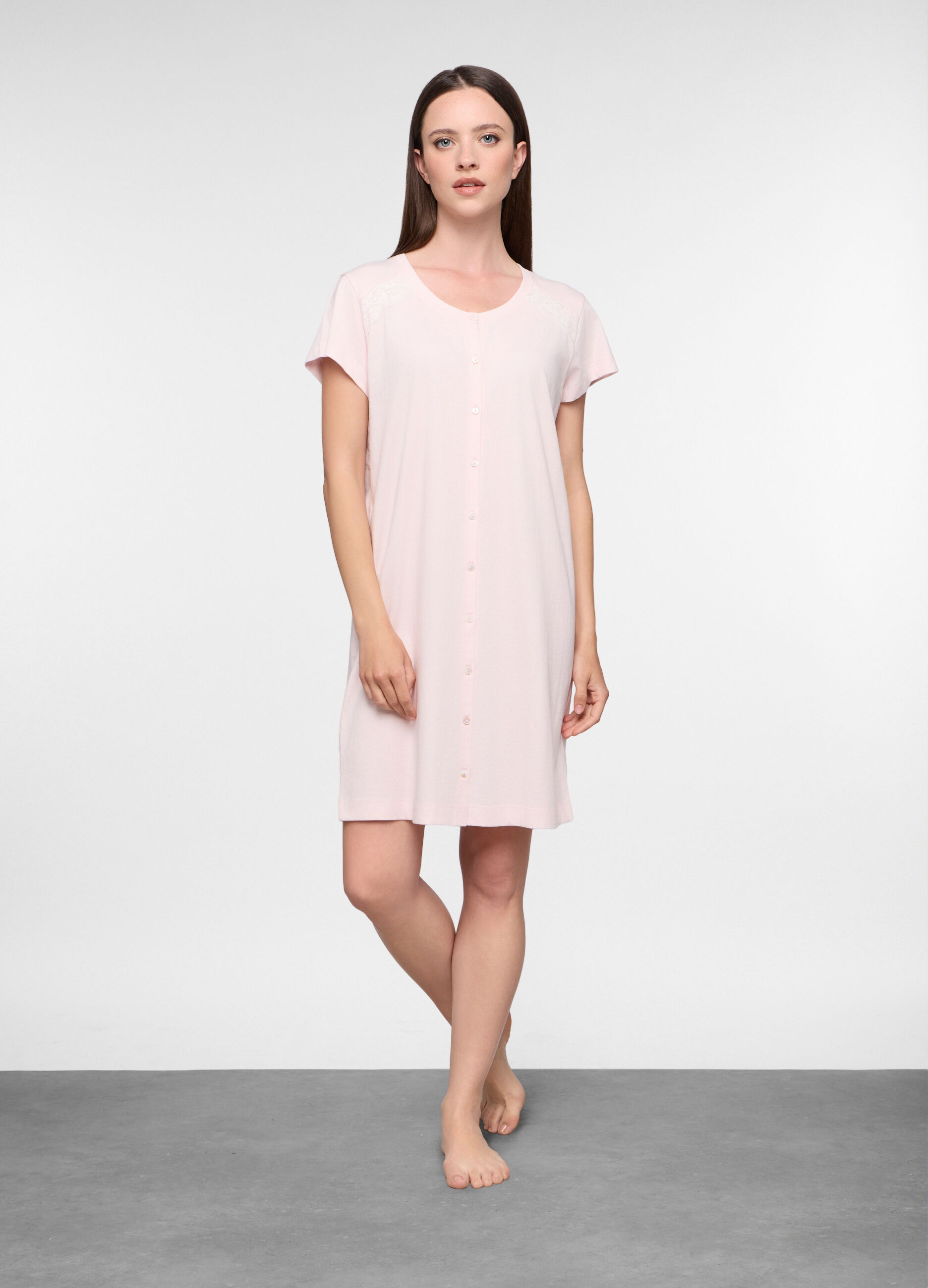Camicia da notte in jersey di puro cotone donna_0