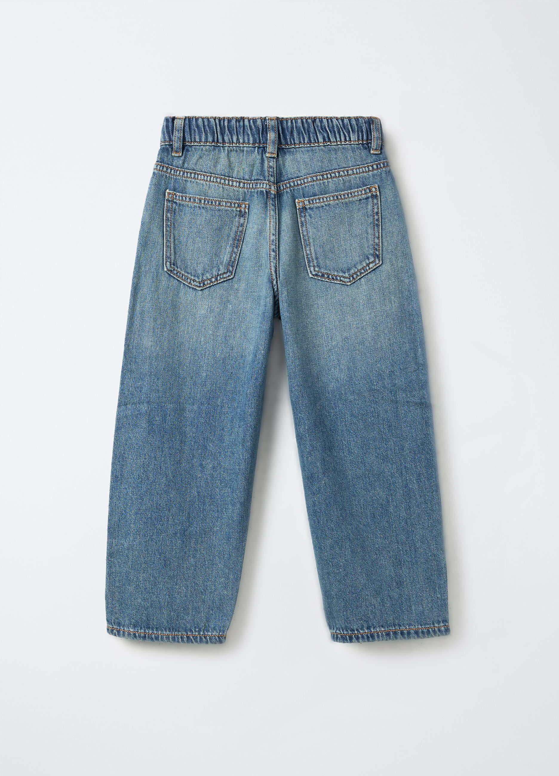 Pantaloni in denim di cotone misto viscosa Relaxed Fit bambino_1