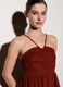 Abito lungo misto lino con scollo dritto donna_3