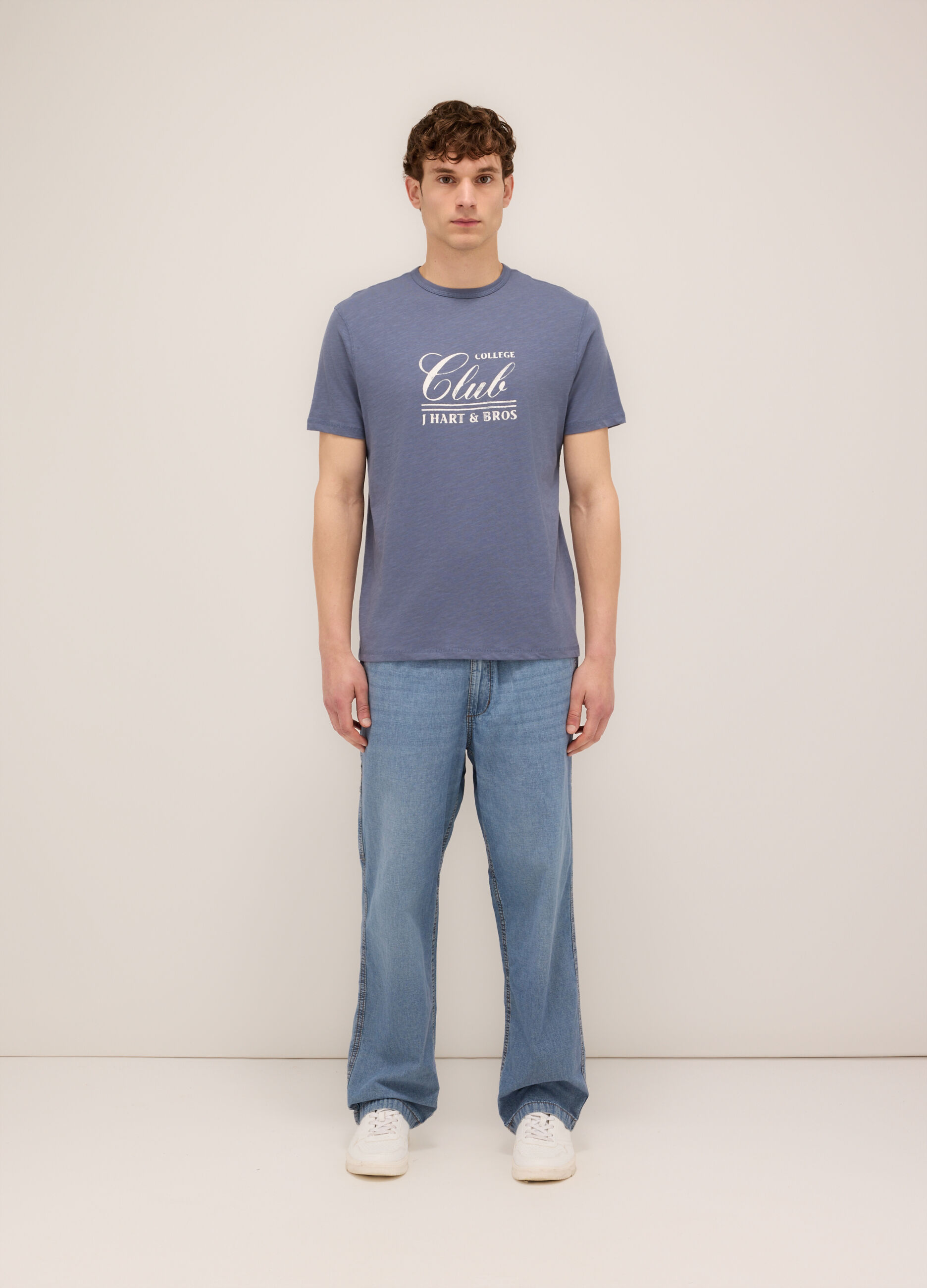 Jeans over in denim di cotone uomo_0