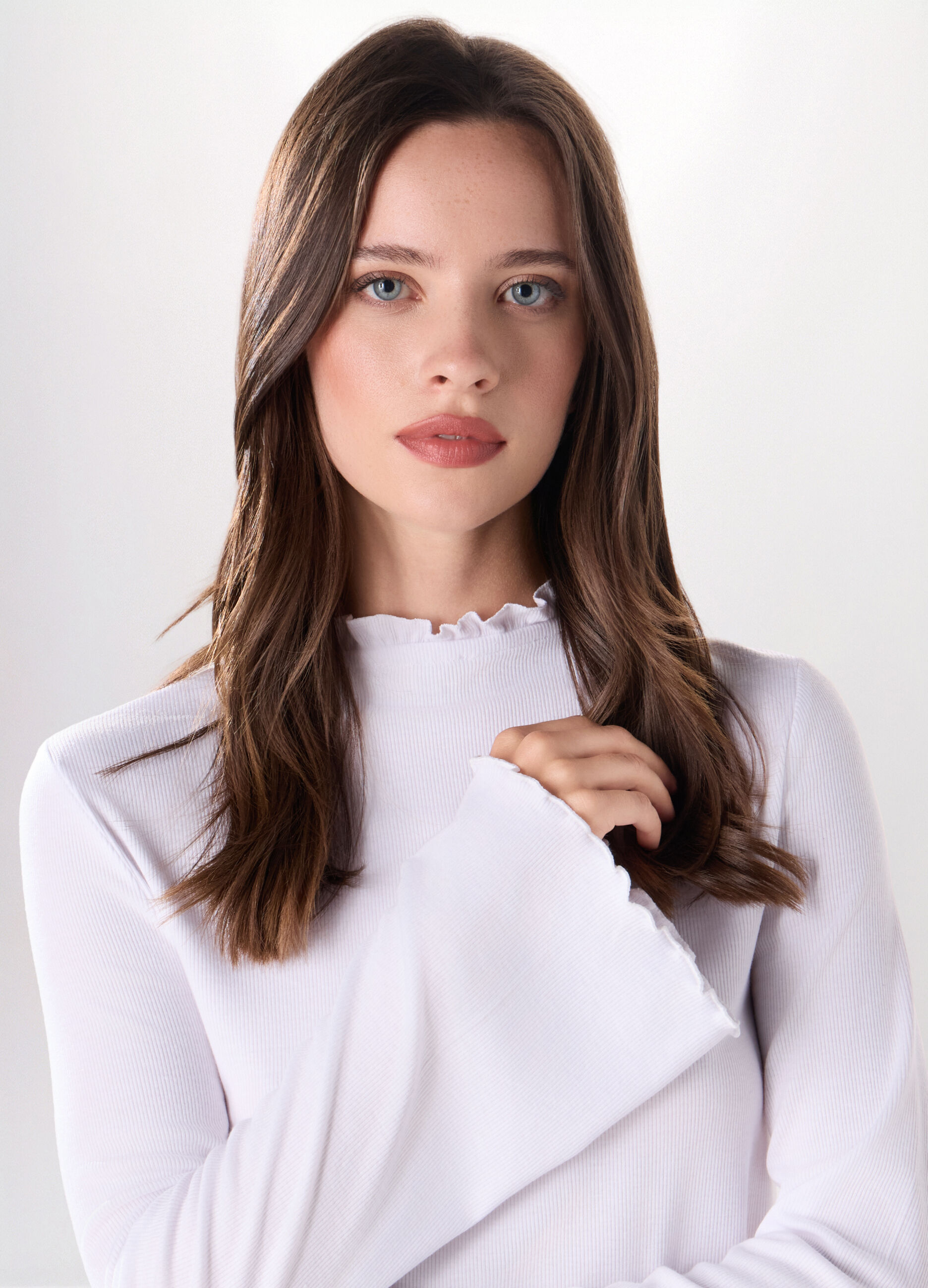 T-shirt in costina di misto viscosa stretch donna_2