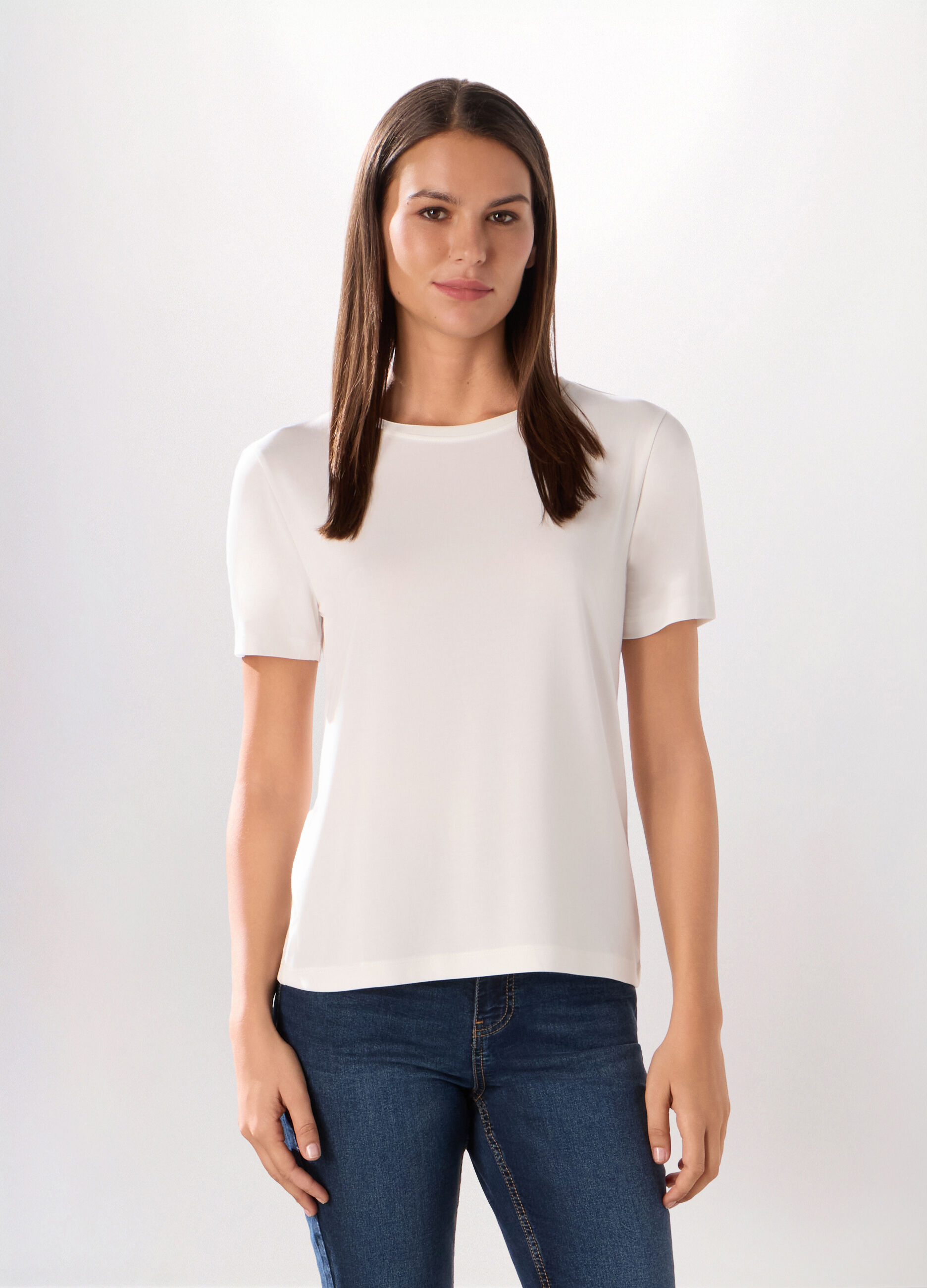 T-shirt in jersey di misto modal donna_0