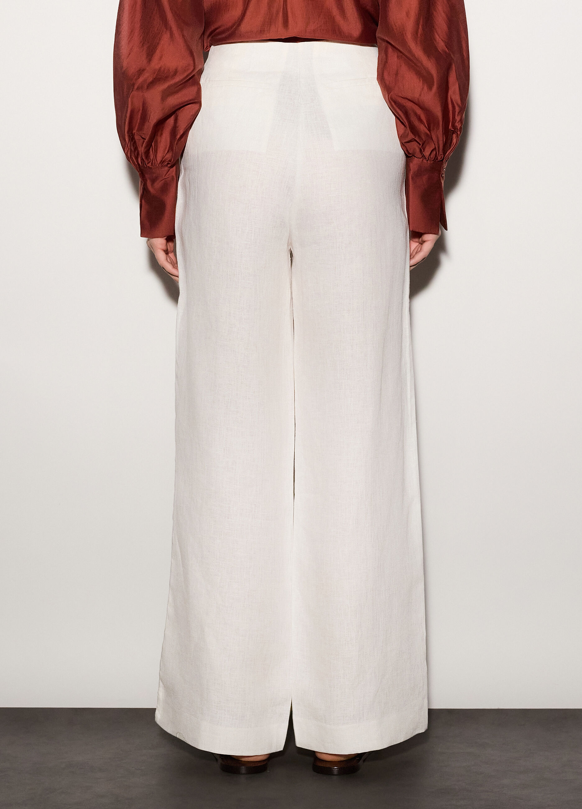 Pantaloni regular fit in puro lino donna_2