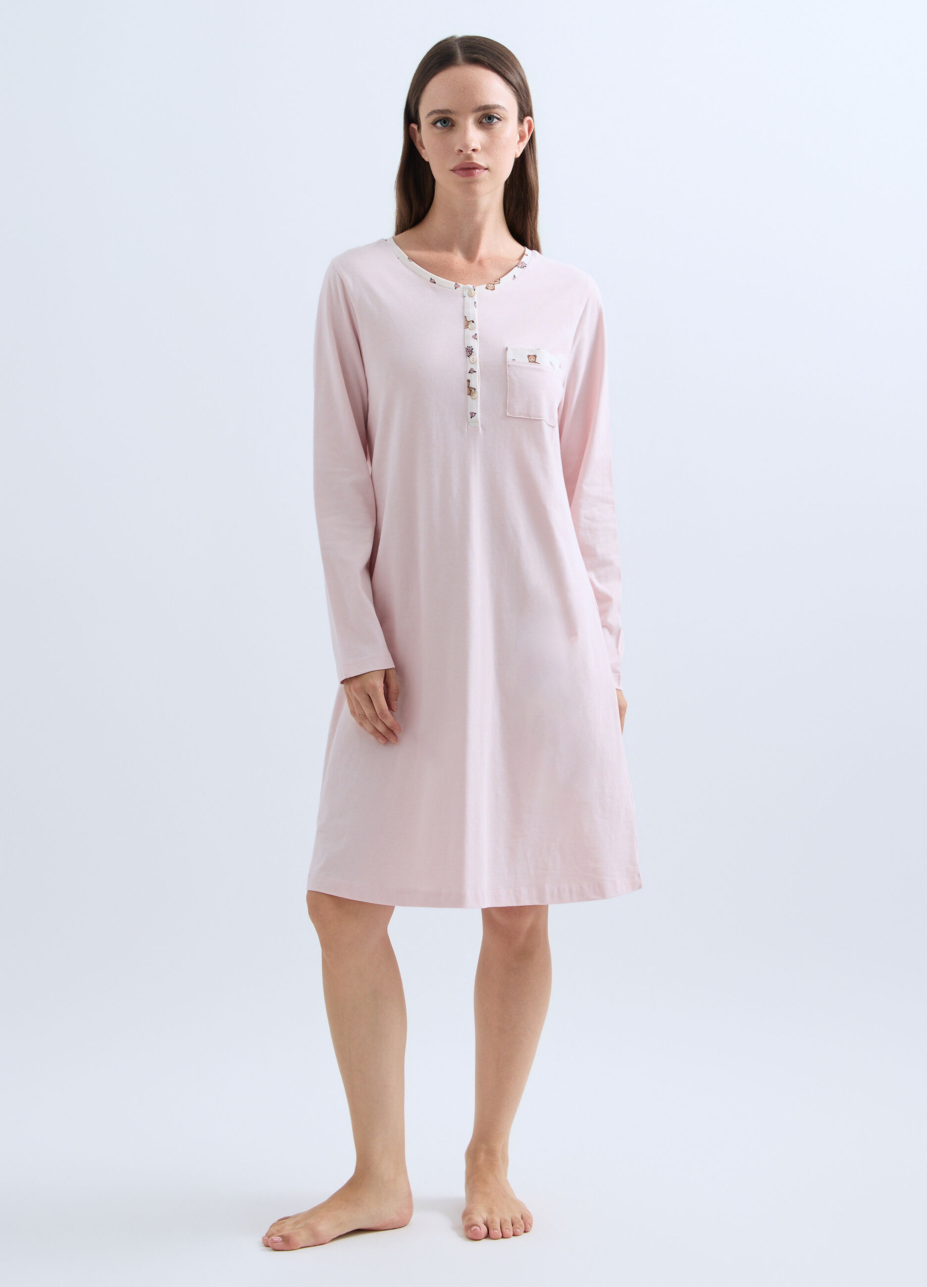 Camicia da notte in jersey di puro cotone donna_0