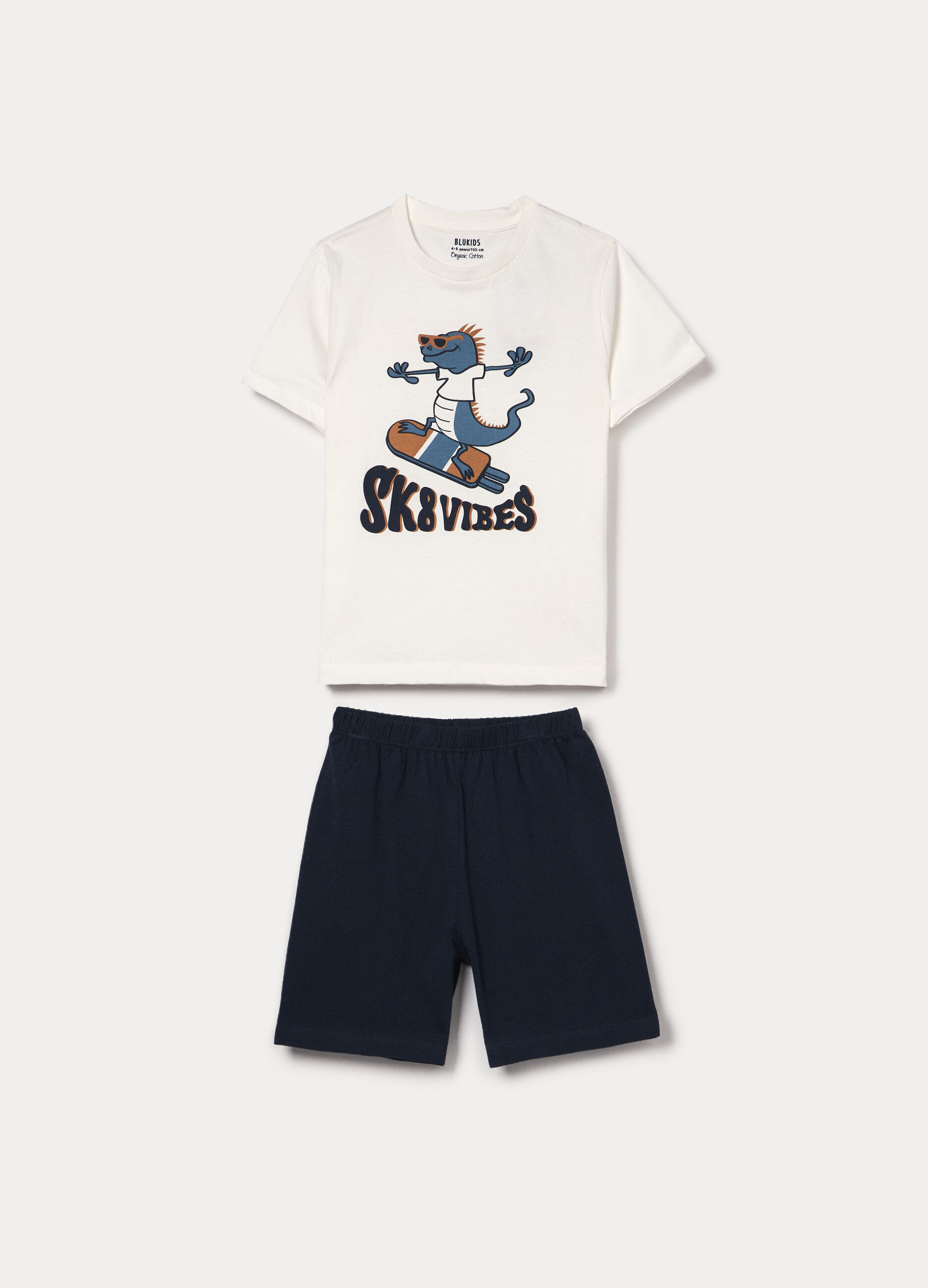 Pigiama Komar Kids Max Set 2 Pezzi Per Bambino - Top E Pantaloncini Corti Con Stampa Cartoon, Colore Blu Acciaio, Taglia XS (4-5 Anni)