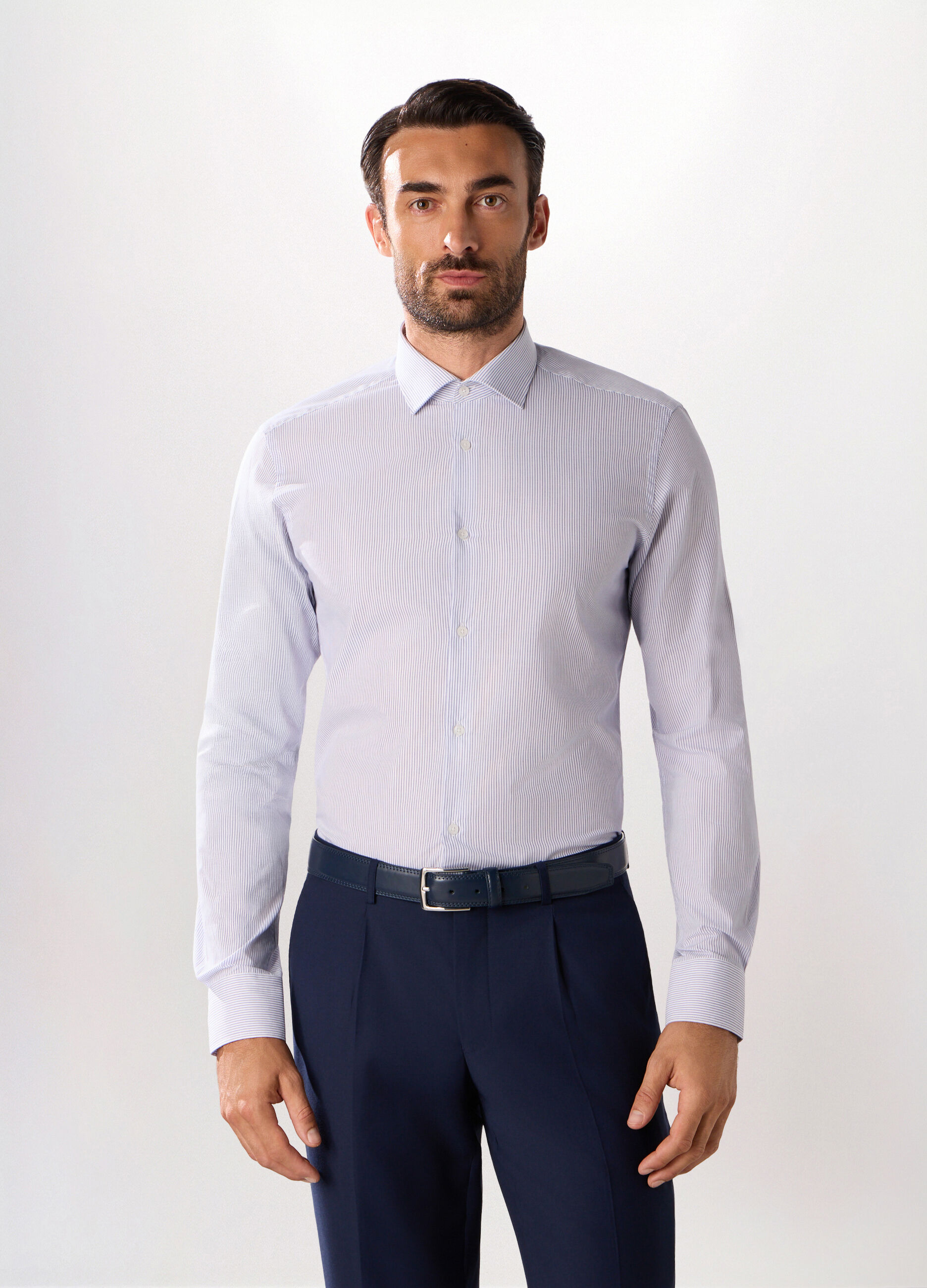 Camicia slim fit con micromotivo uomo_0