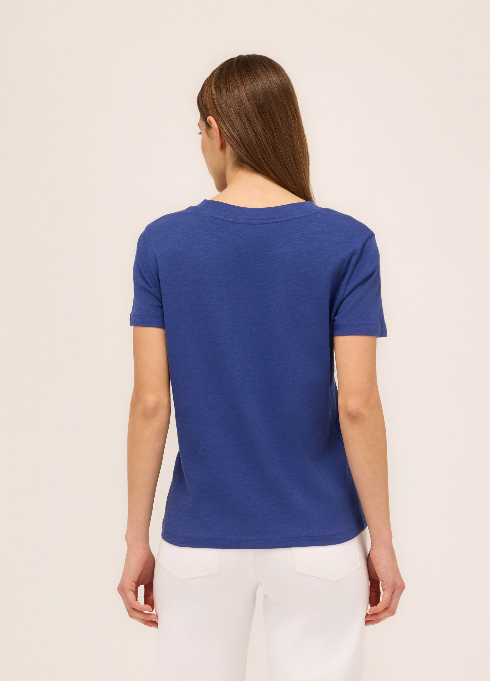 T-shirt in jersey slub di puro cotone donna