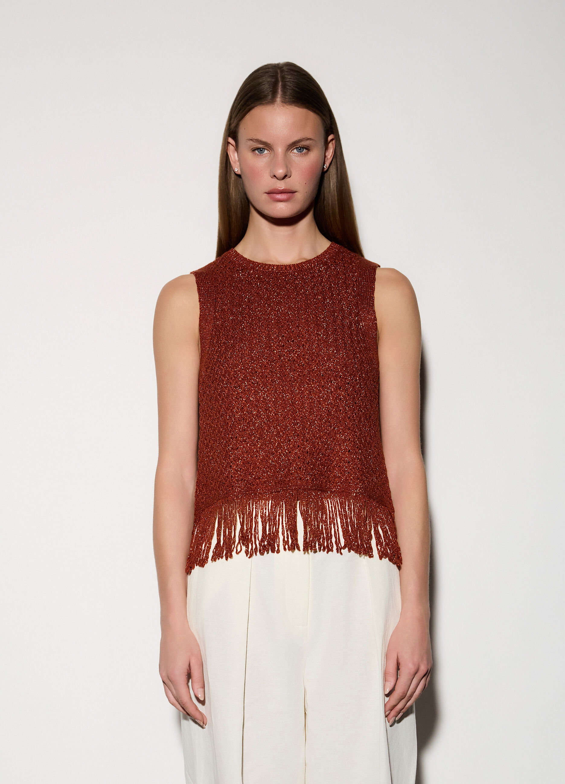 Top girocollo in maglia donna_1