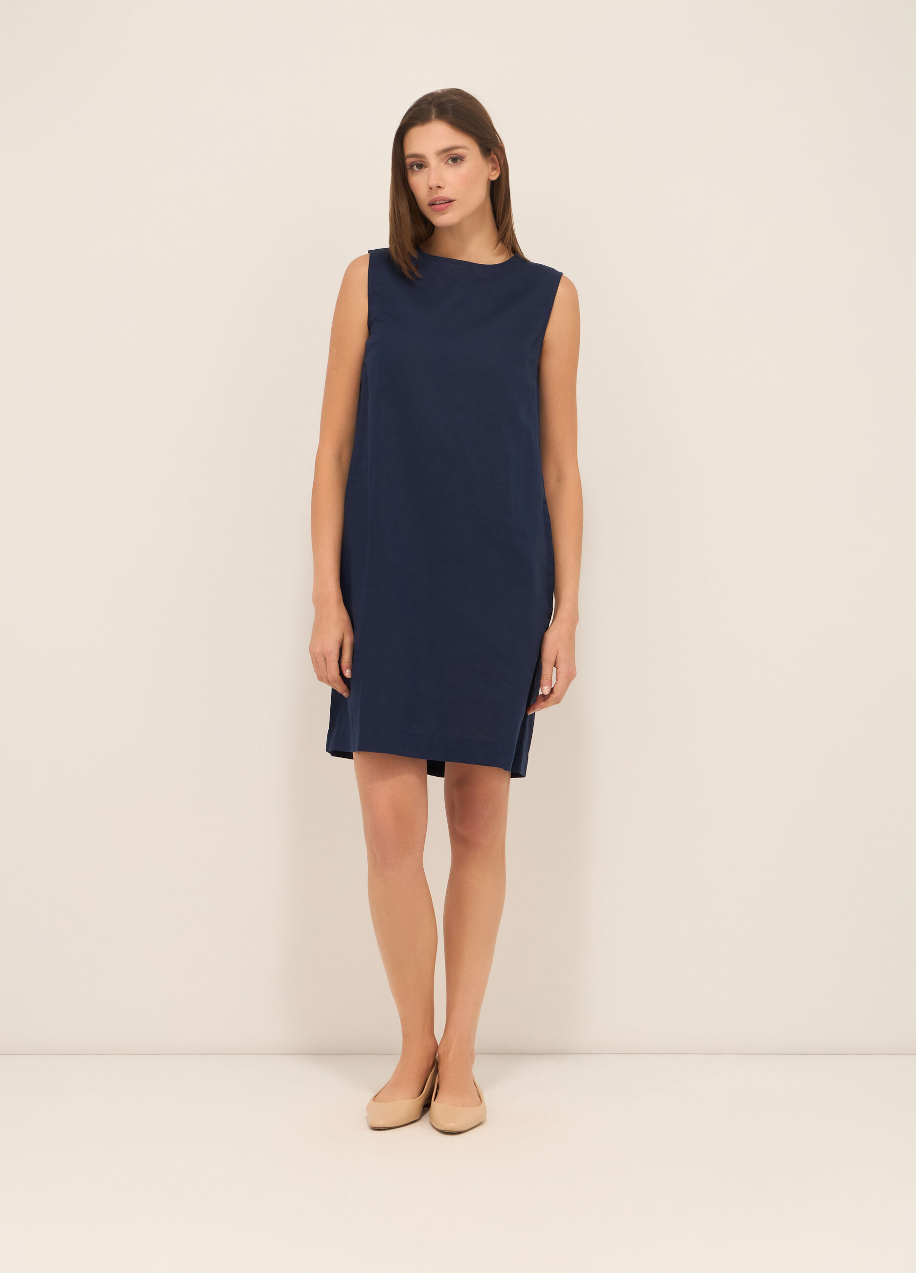 Abito corto misto lino donna_0