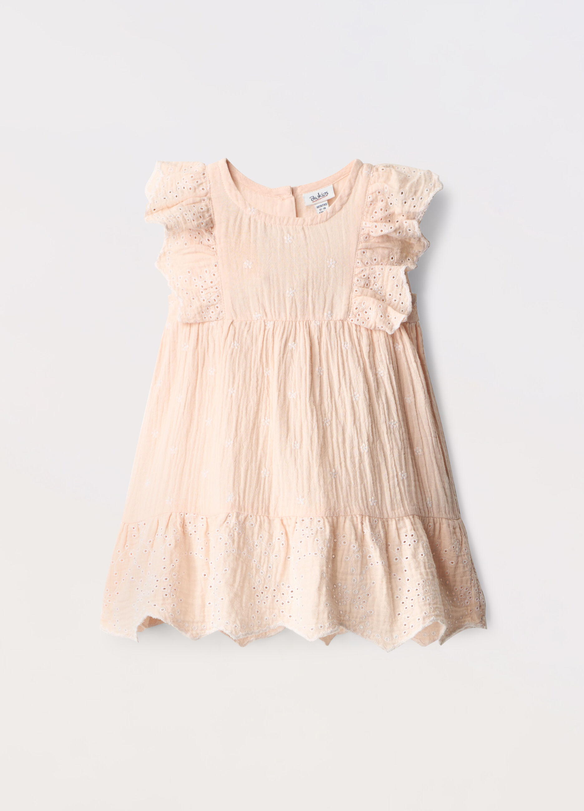 Vestito in puro cotone con ricami neonata_0