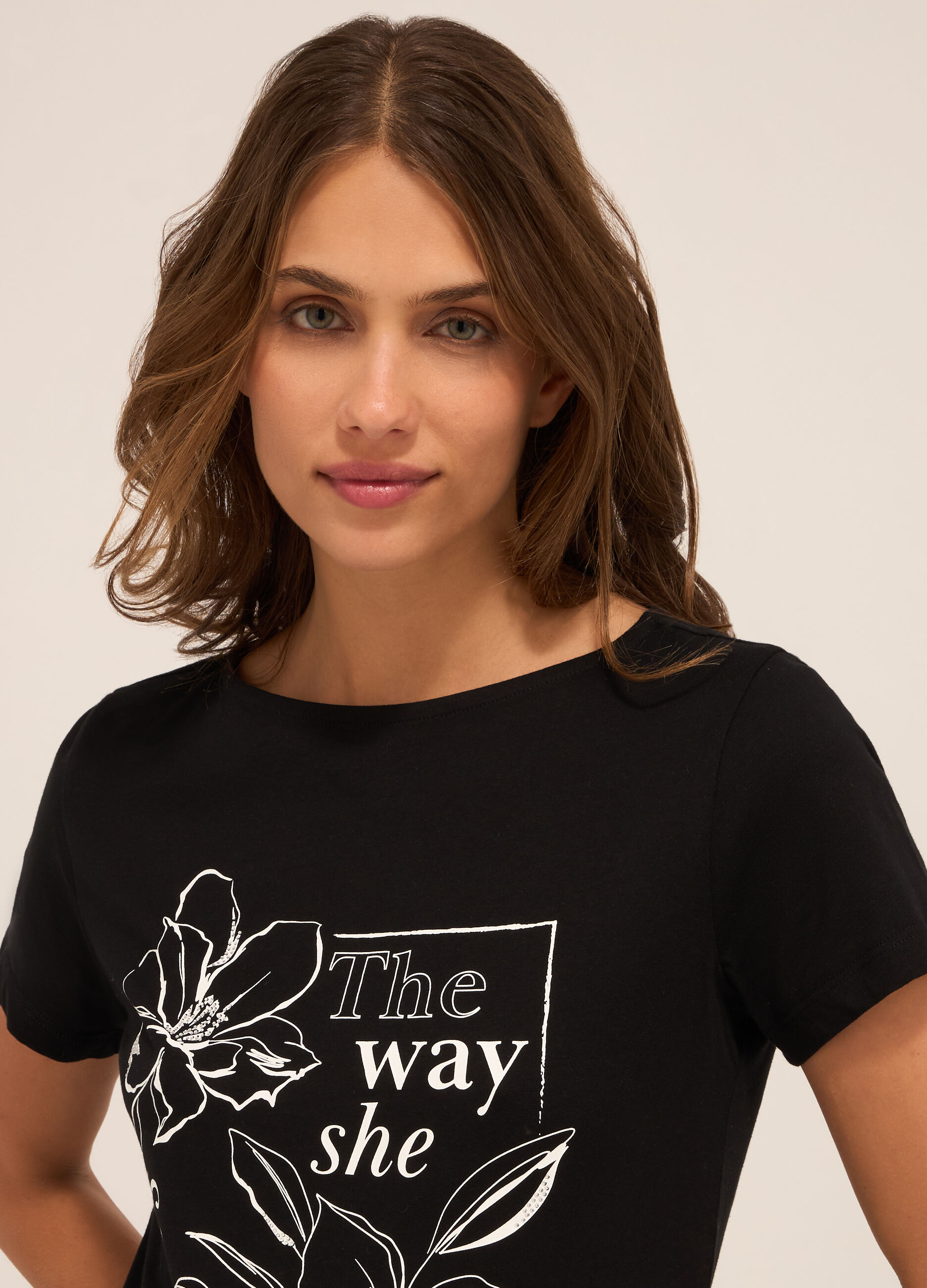 T-shirt in jersey di puro cotone donna_2