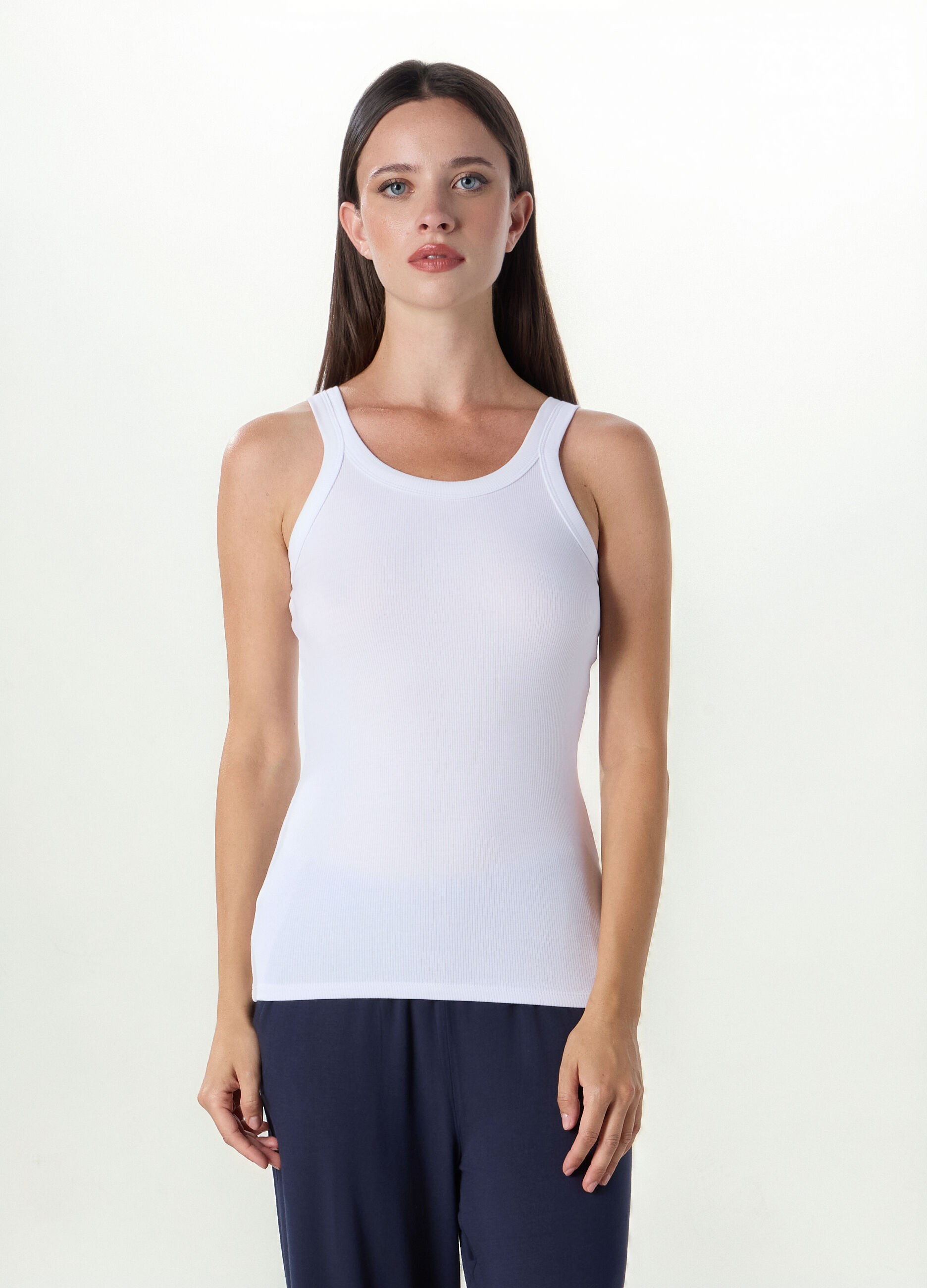 Canotta intima in costina di cotone stretch donna_0