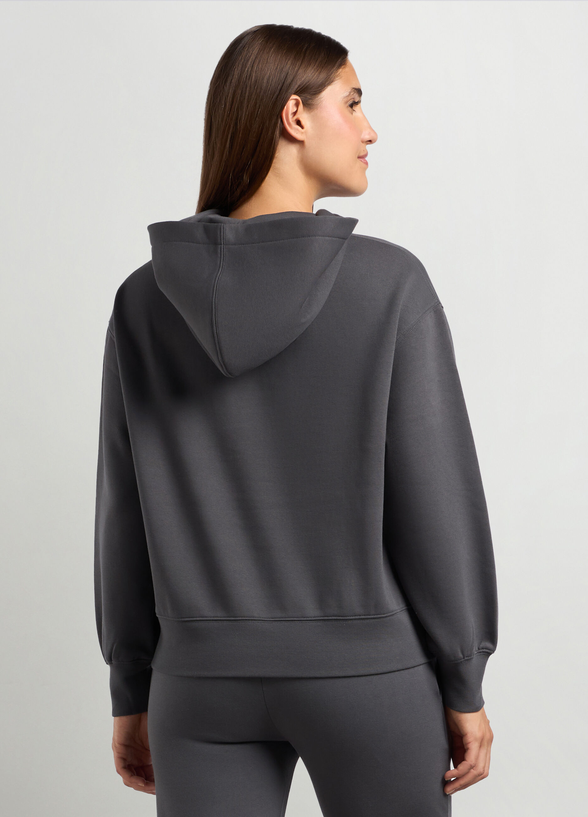 Felpa misto cotone con cappuccio fitness donna _1