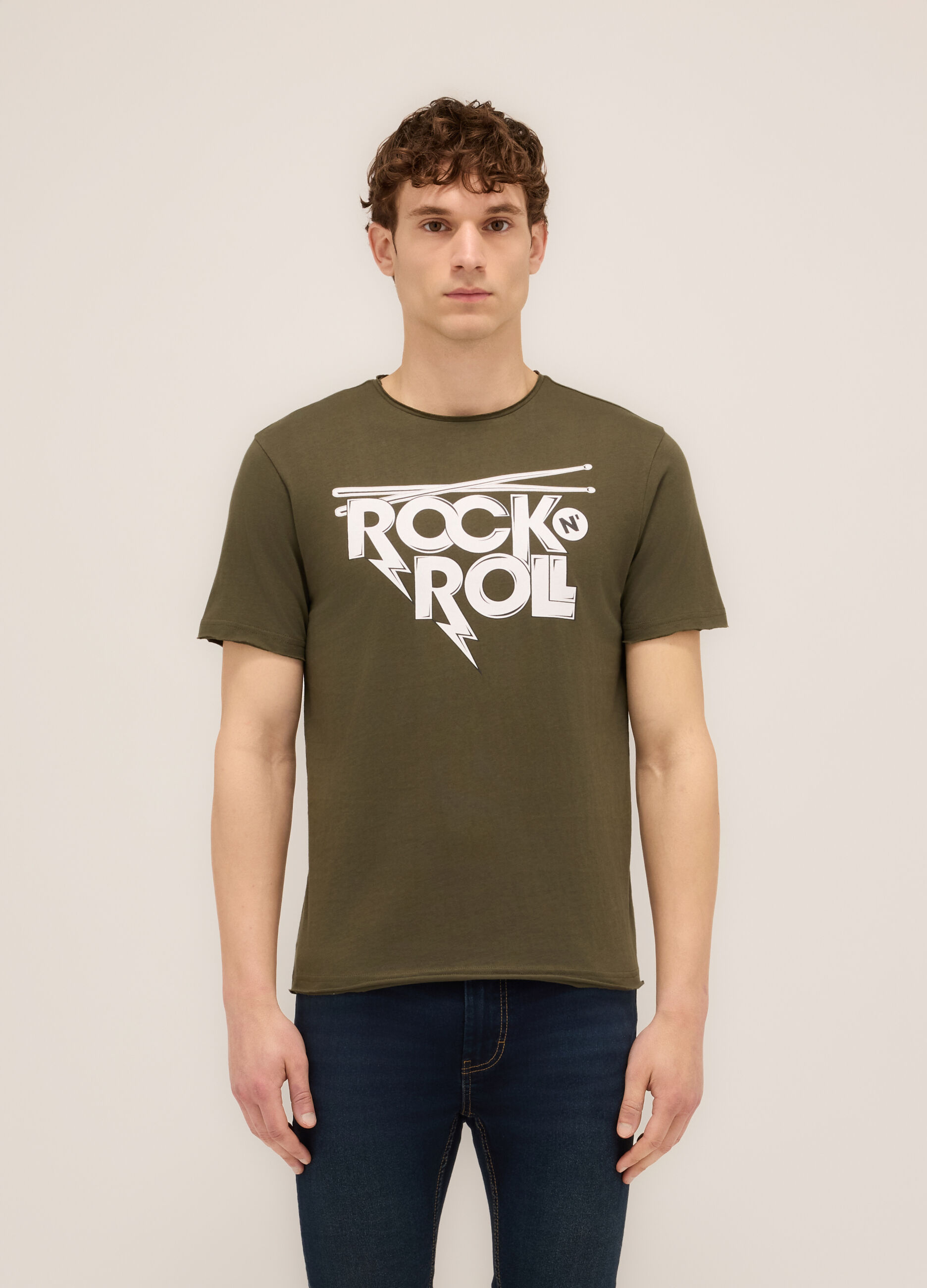 T-shirt girocollo stampa Rock n' Roll uomo