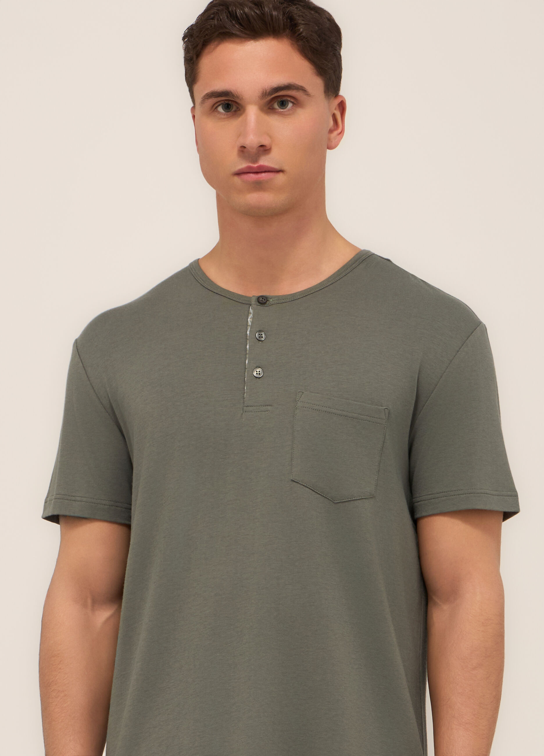 Pigiama corto serafino in cotone stretch uomo_2