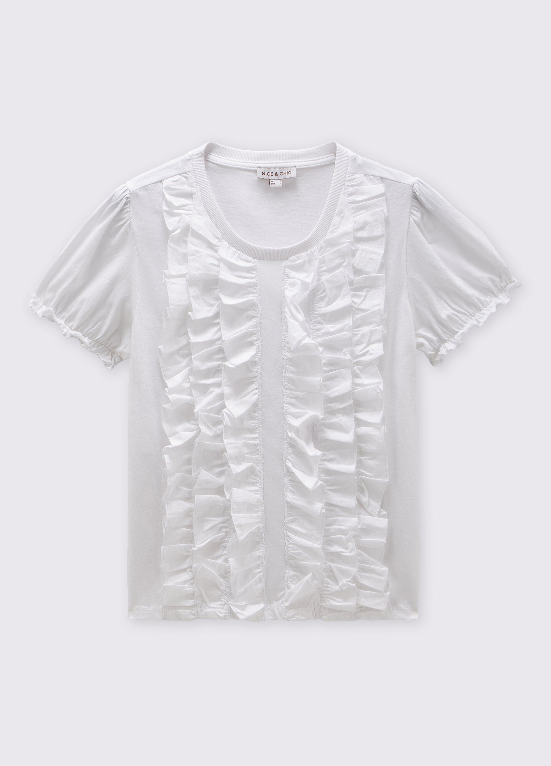T-shirt in puro cotone con rouches donna_0