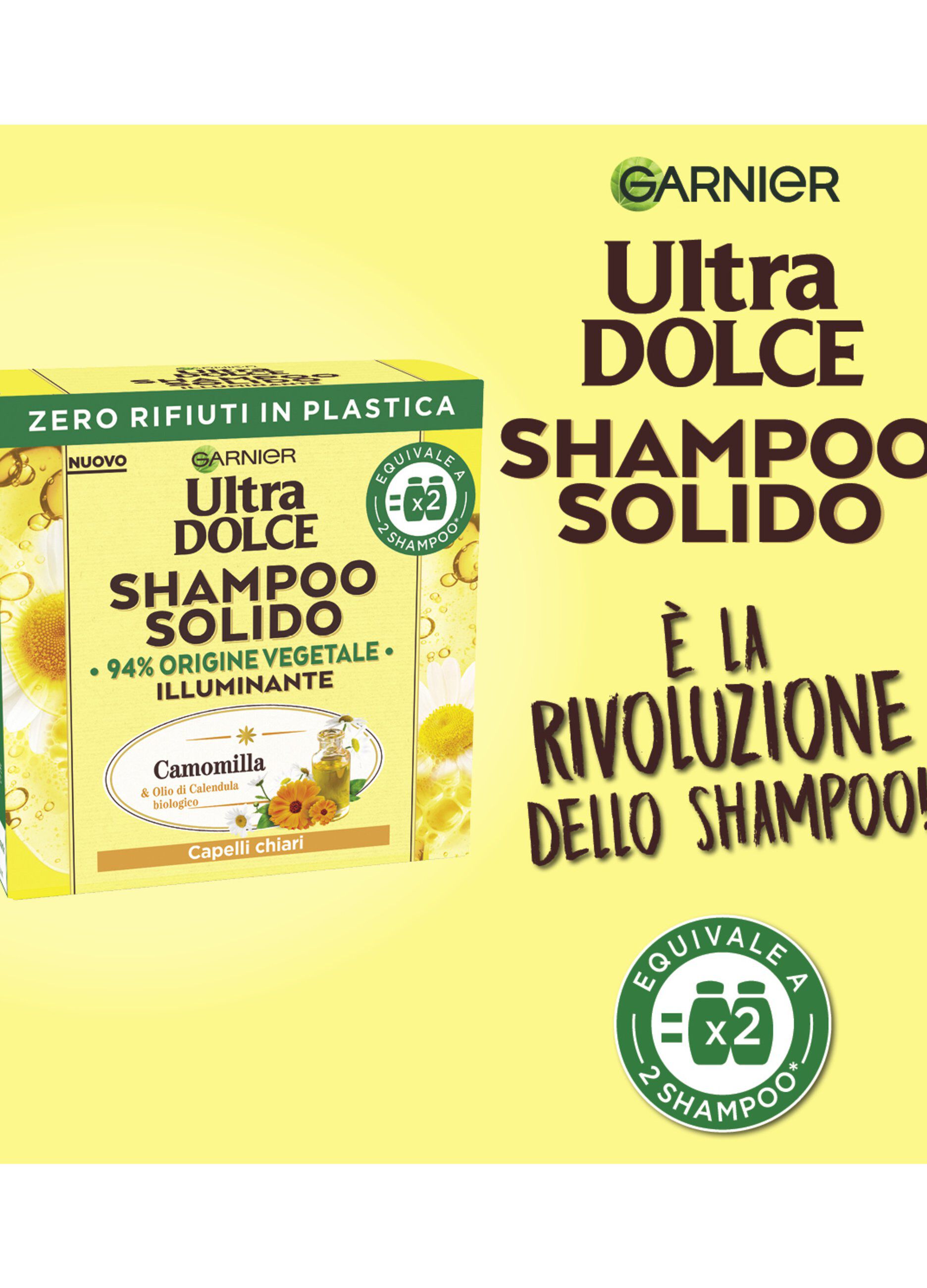 Garnier Ultra Dolce Shampoo Solido Camomilla, Per Capelli Chiari, Con packaging 100% ecologico plastic-free, 60 gr._2