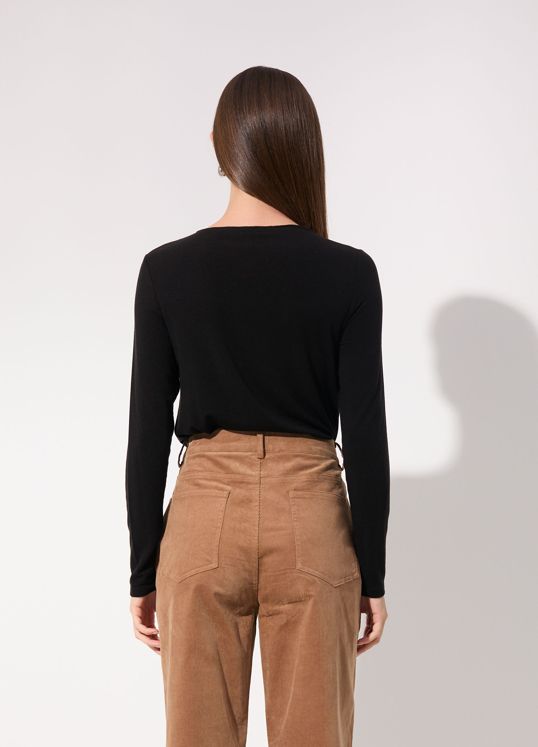 T-shirt a manica lunga in misto lana donna_2