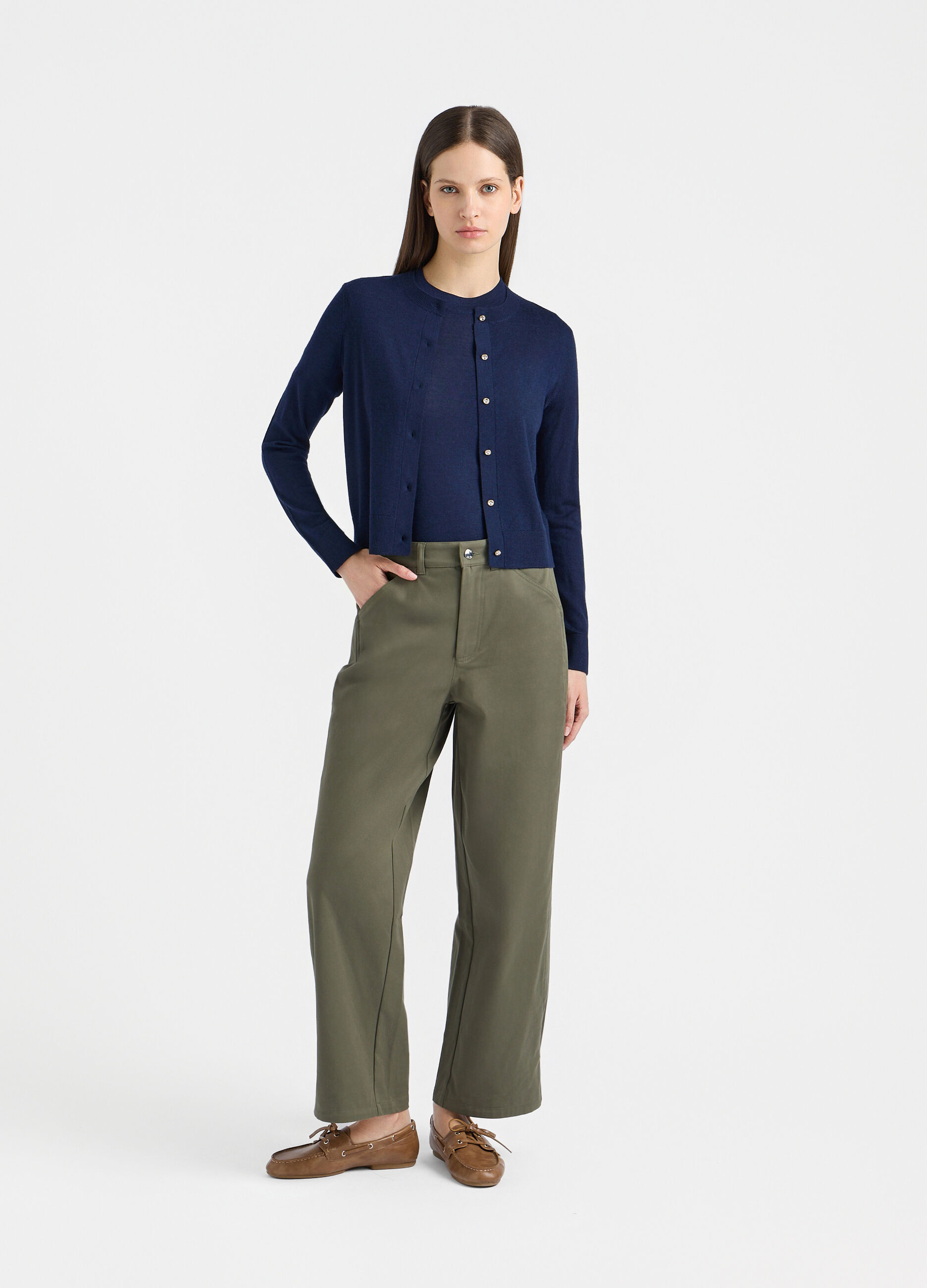 Cardigan girocollo rasato donna_0
