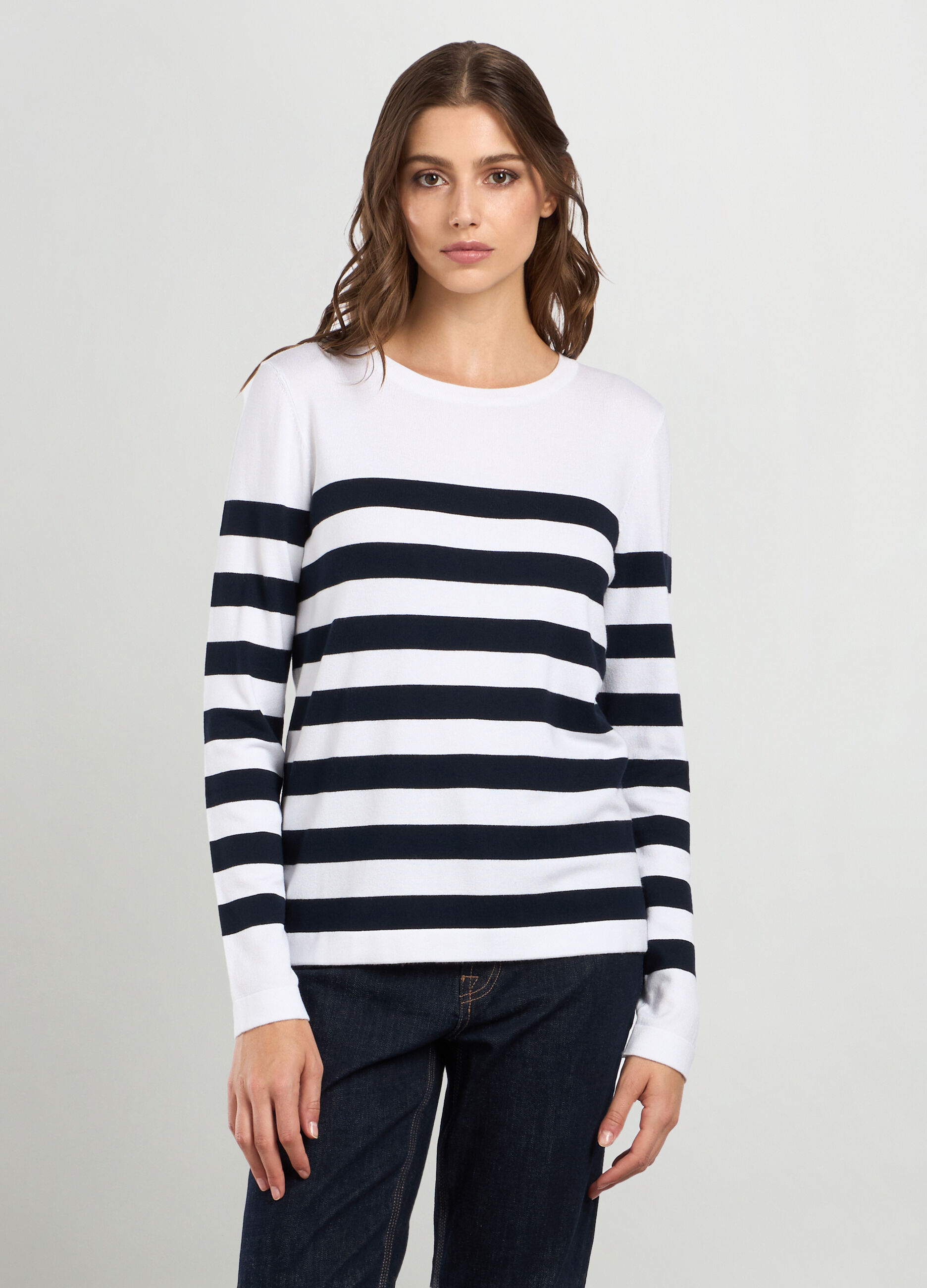 Tricot misto viscosa a righe donna_0