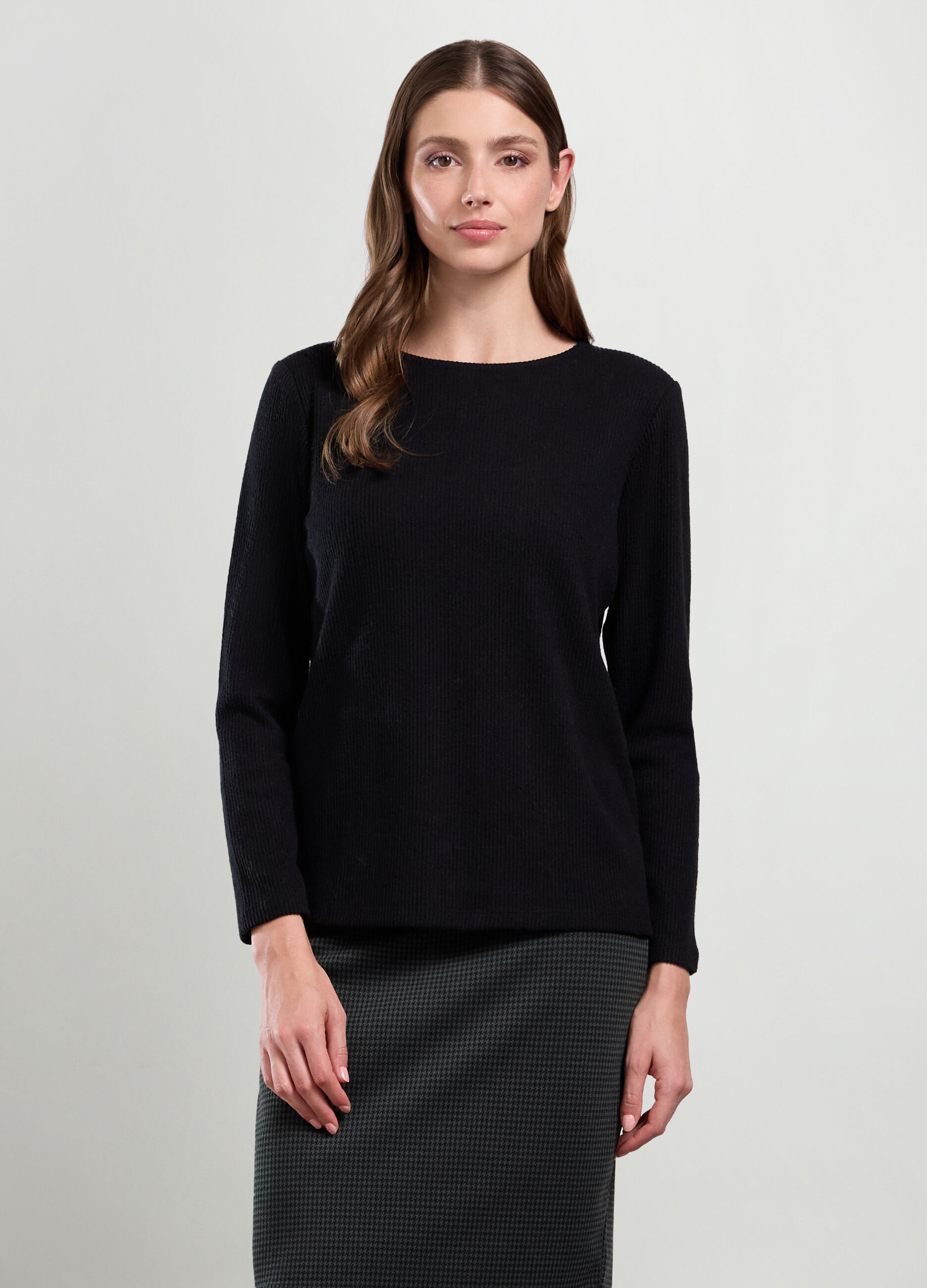 T-shirt in costina misto viscosa donna_0