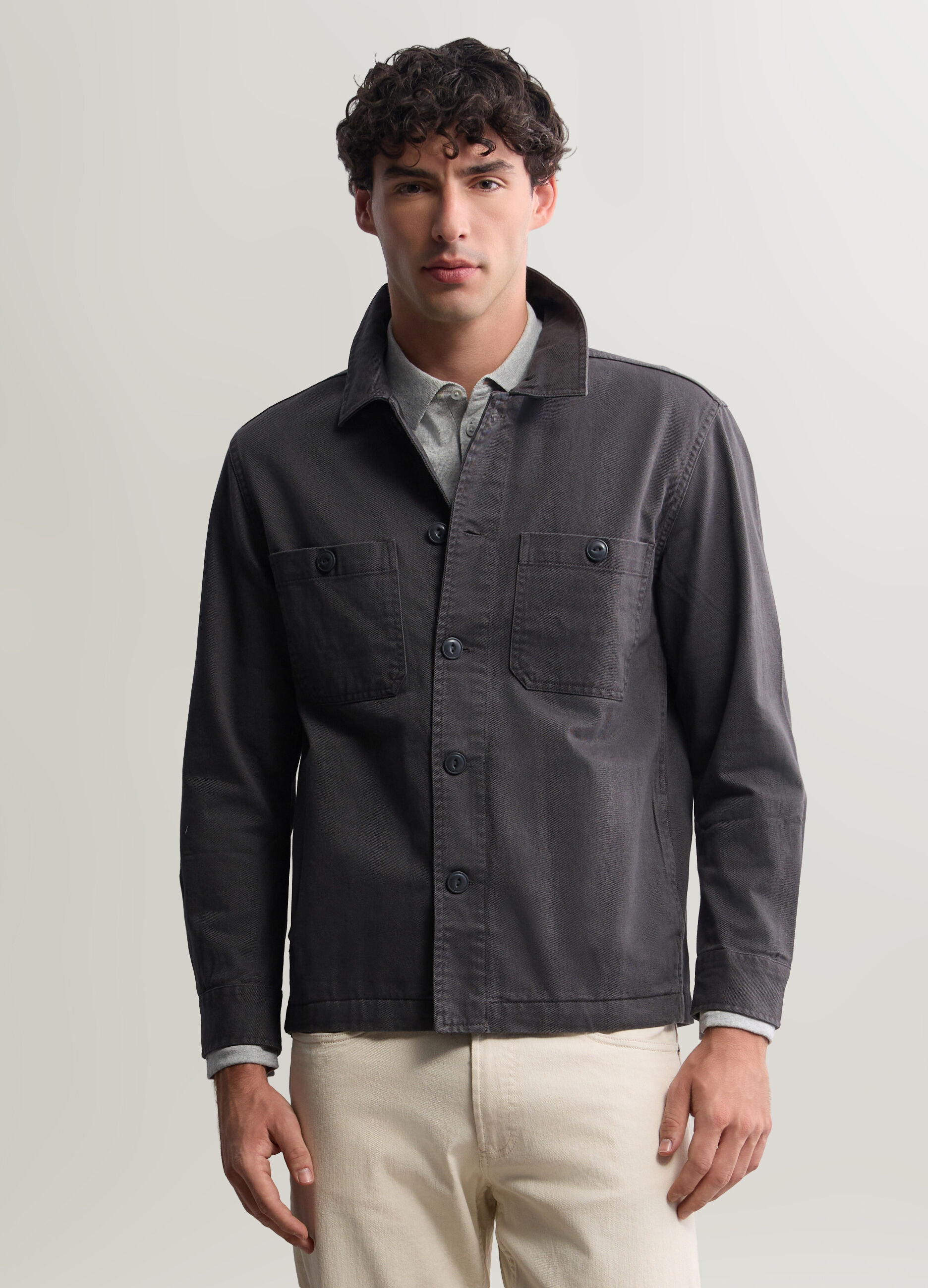 Shacket in twill di cotone uomo_0