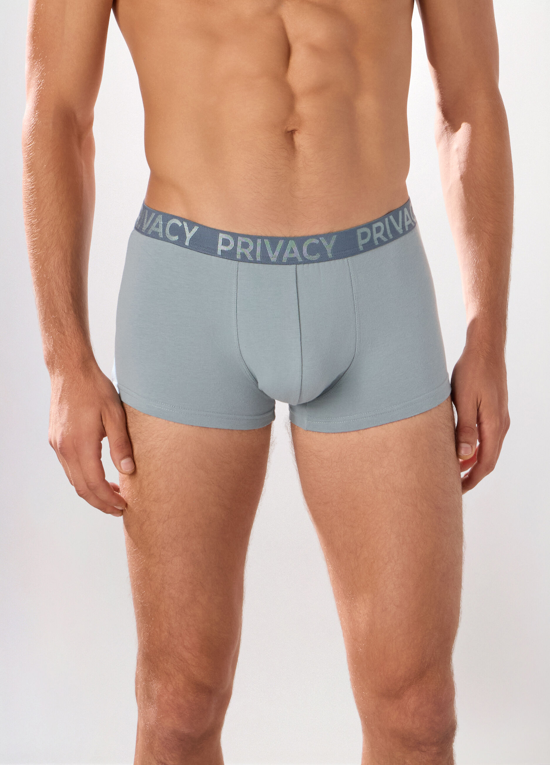 Boxer in cotone stretch con logo uomo_1