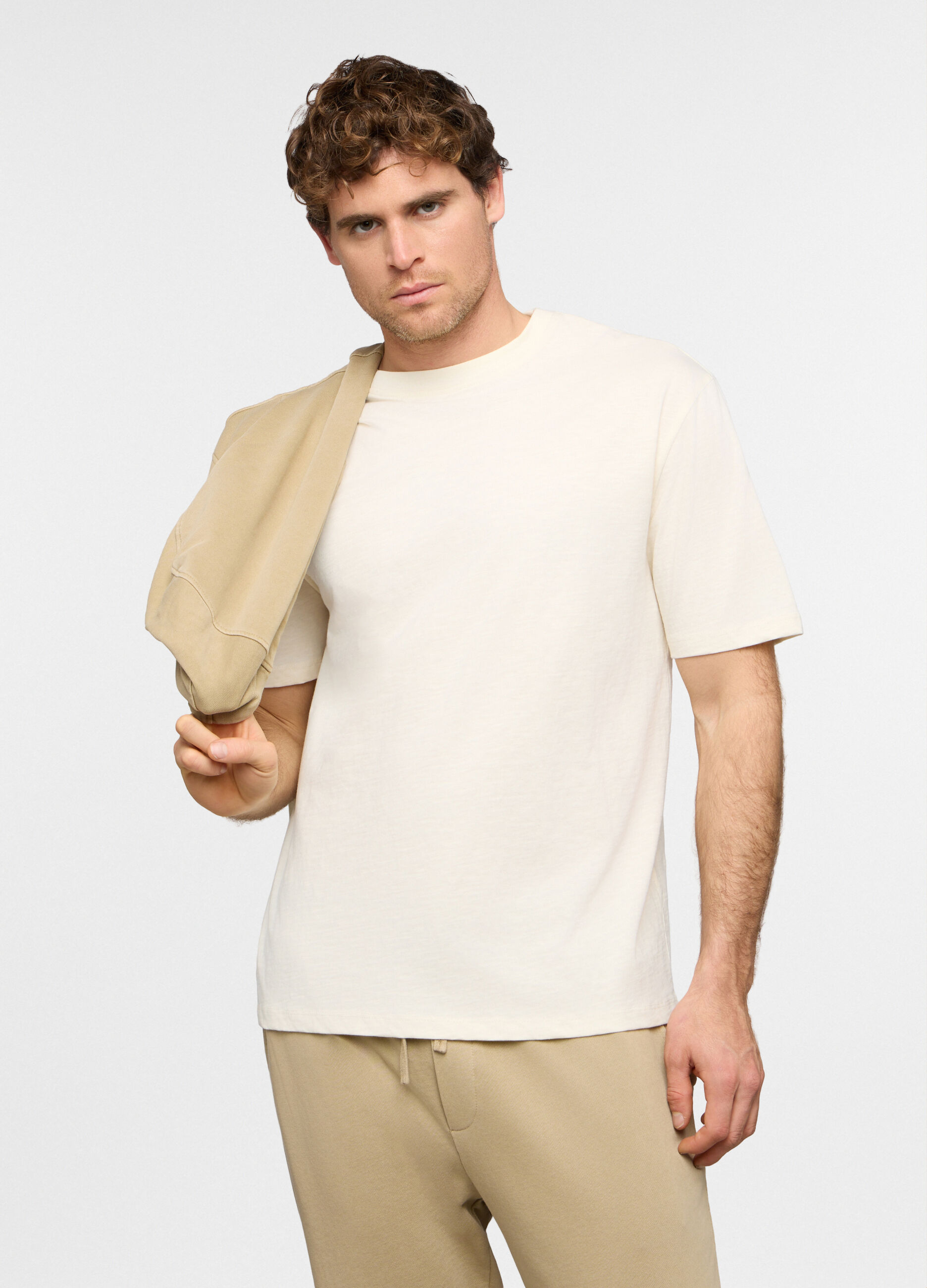 T-shirt girocollo in cotone fiammato uomo_0