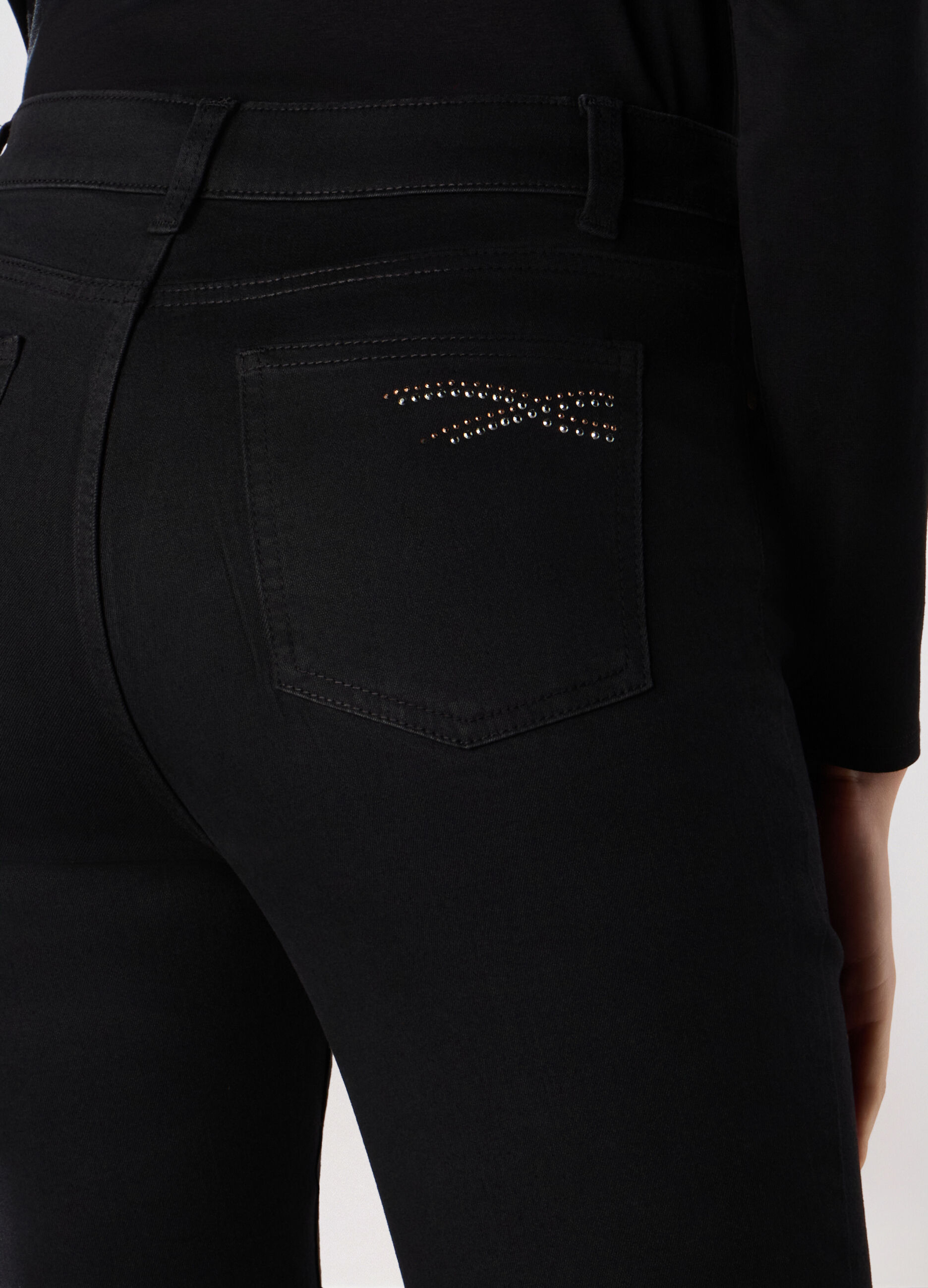 Pantaloni in denim misto cotone donna_2