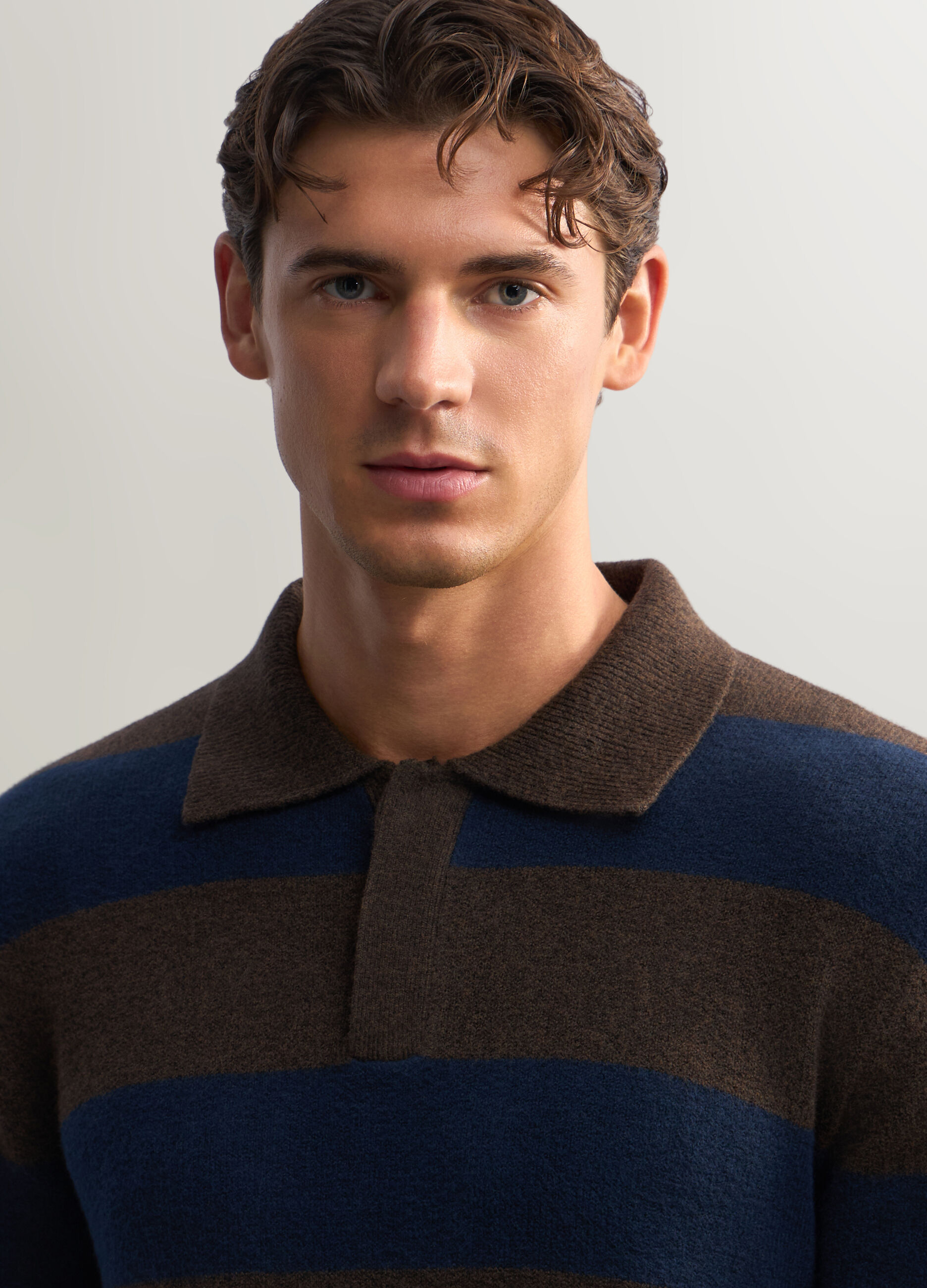 Polo a righe in maglia di cotone stretch uomo