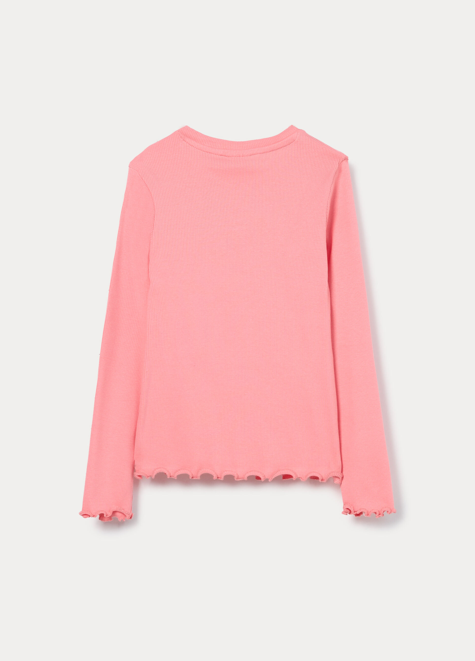 T-shirt in costina di cotone stretch bambina_1