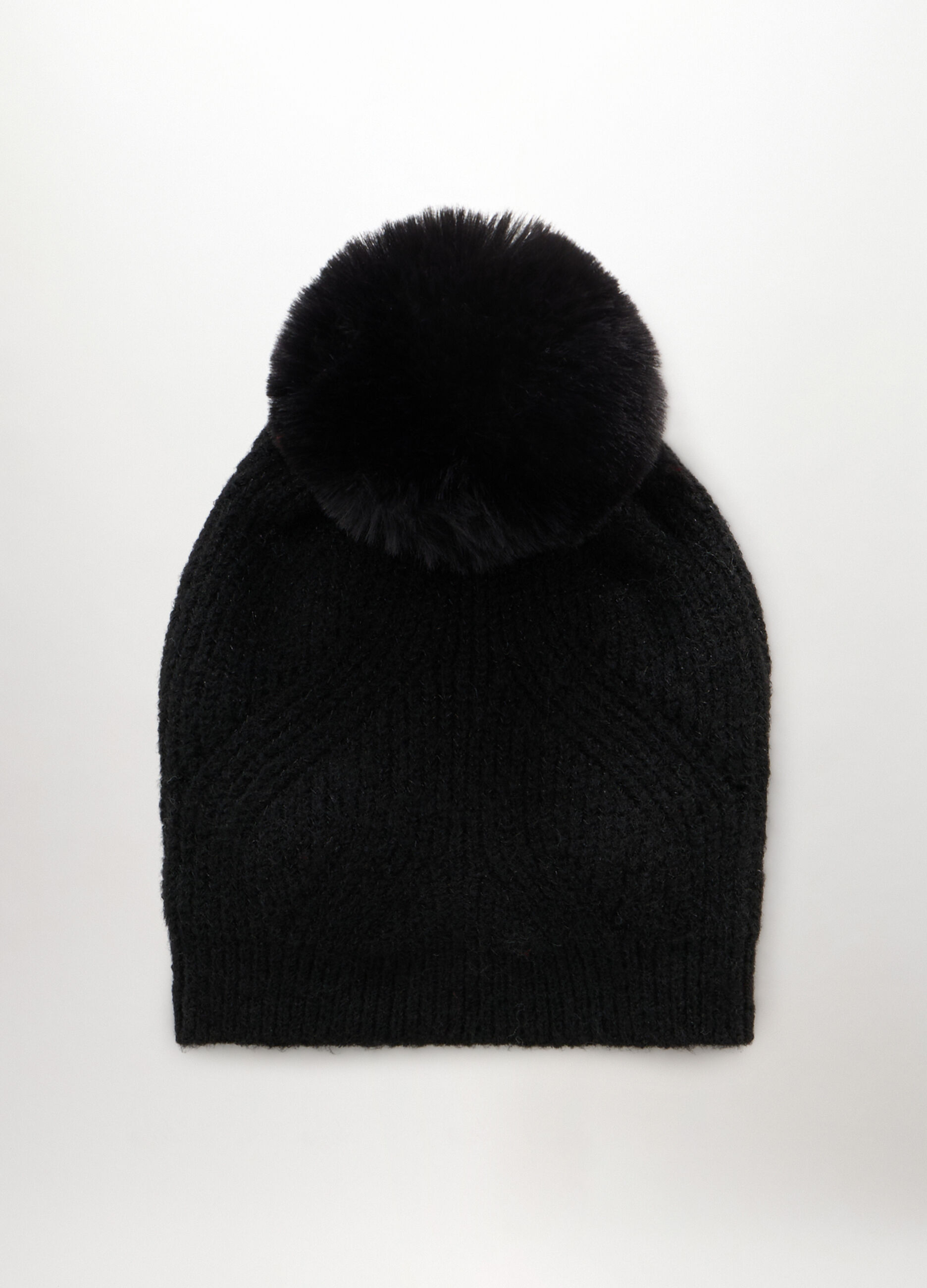 Berretto tricot con pon pom donna_1