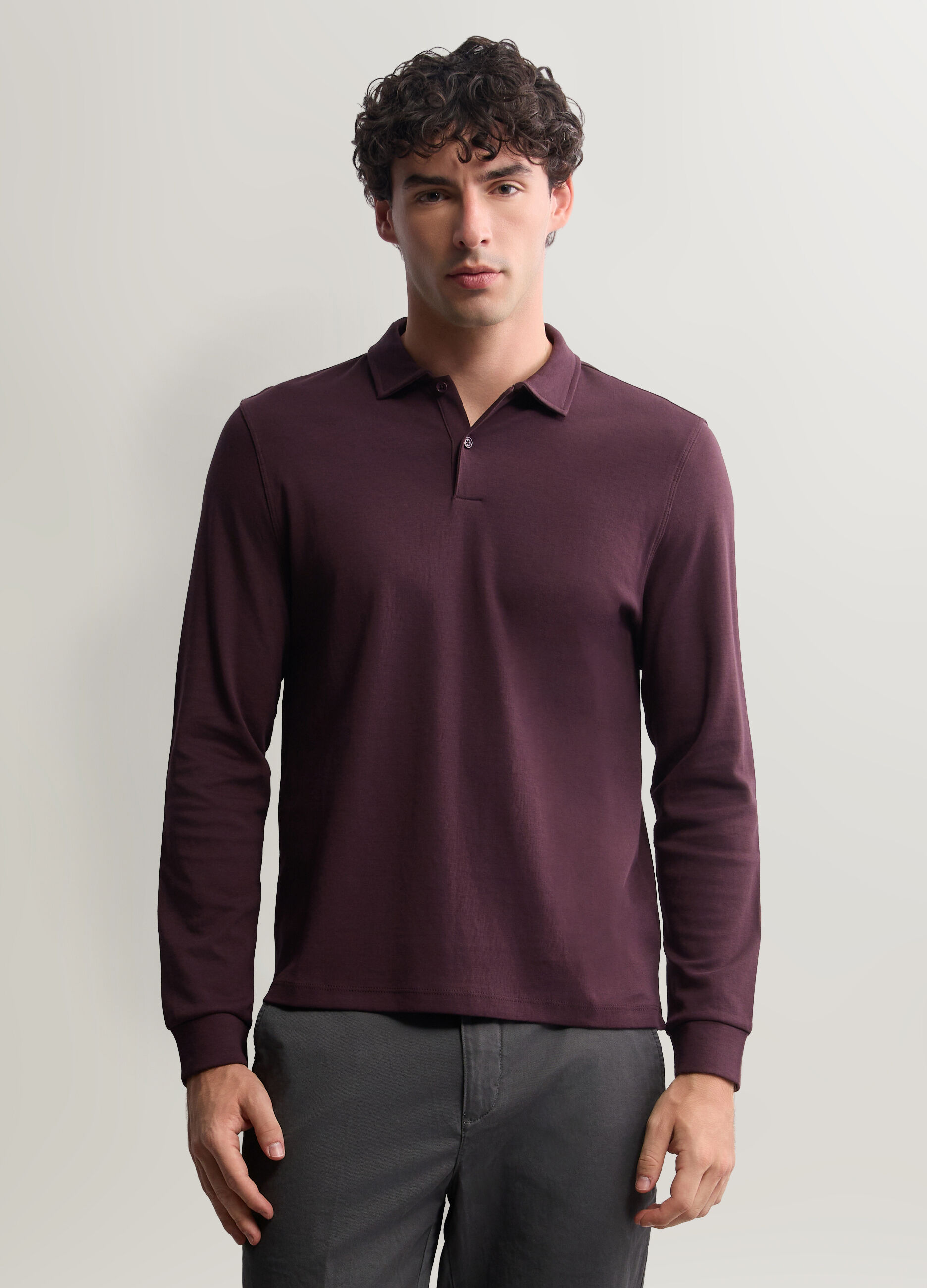 Polo a maniche lunghe in interlock uomo_0