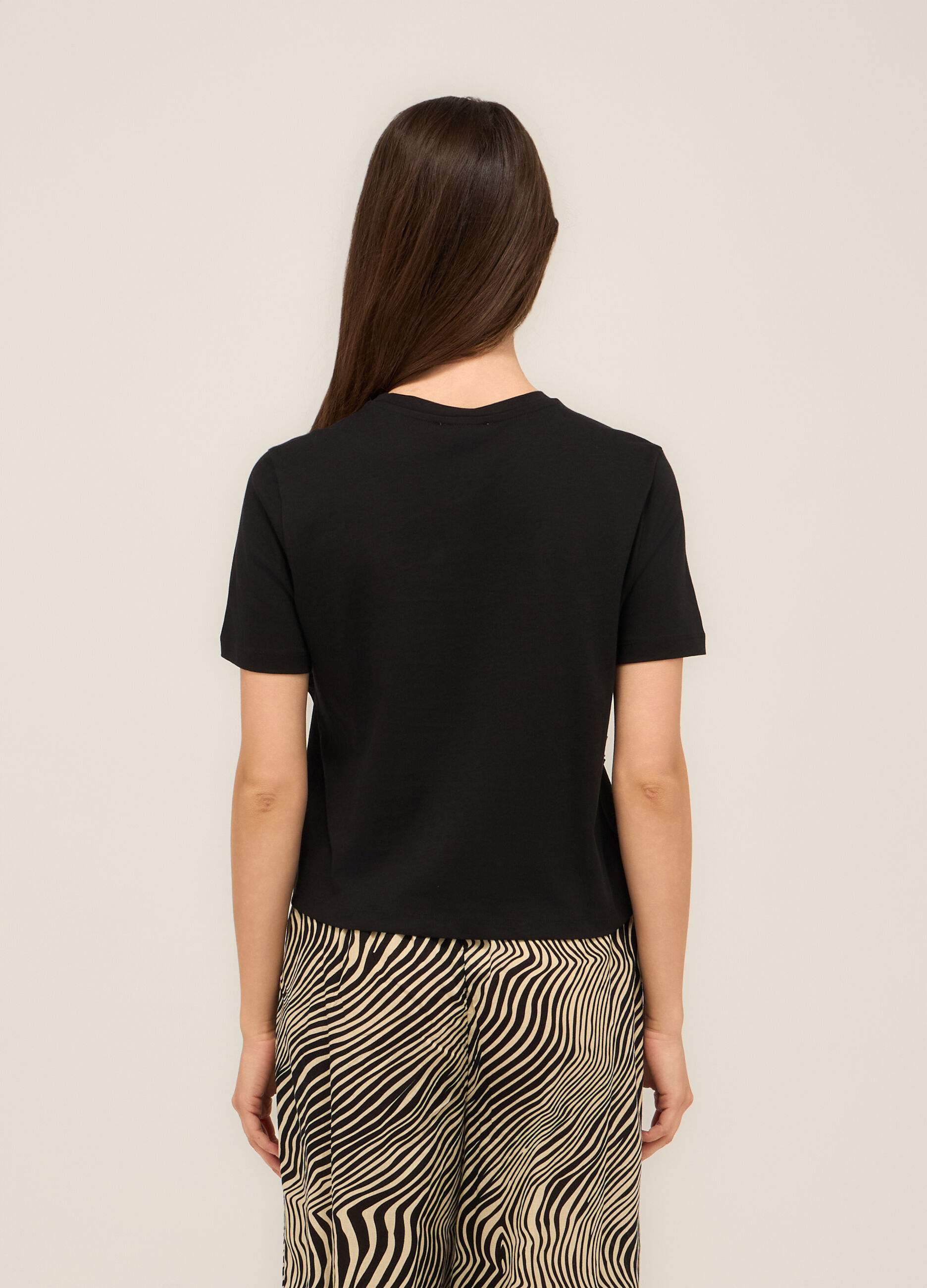 T-shirt in jersey di cotone stretch donna_1