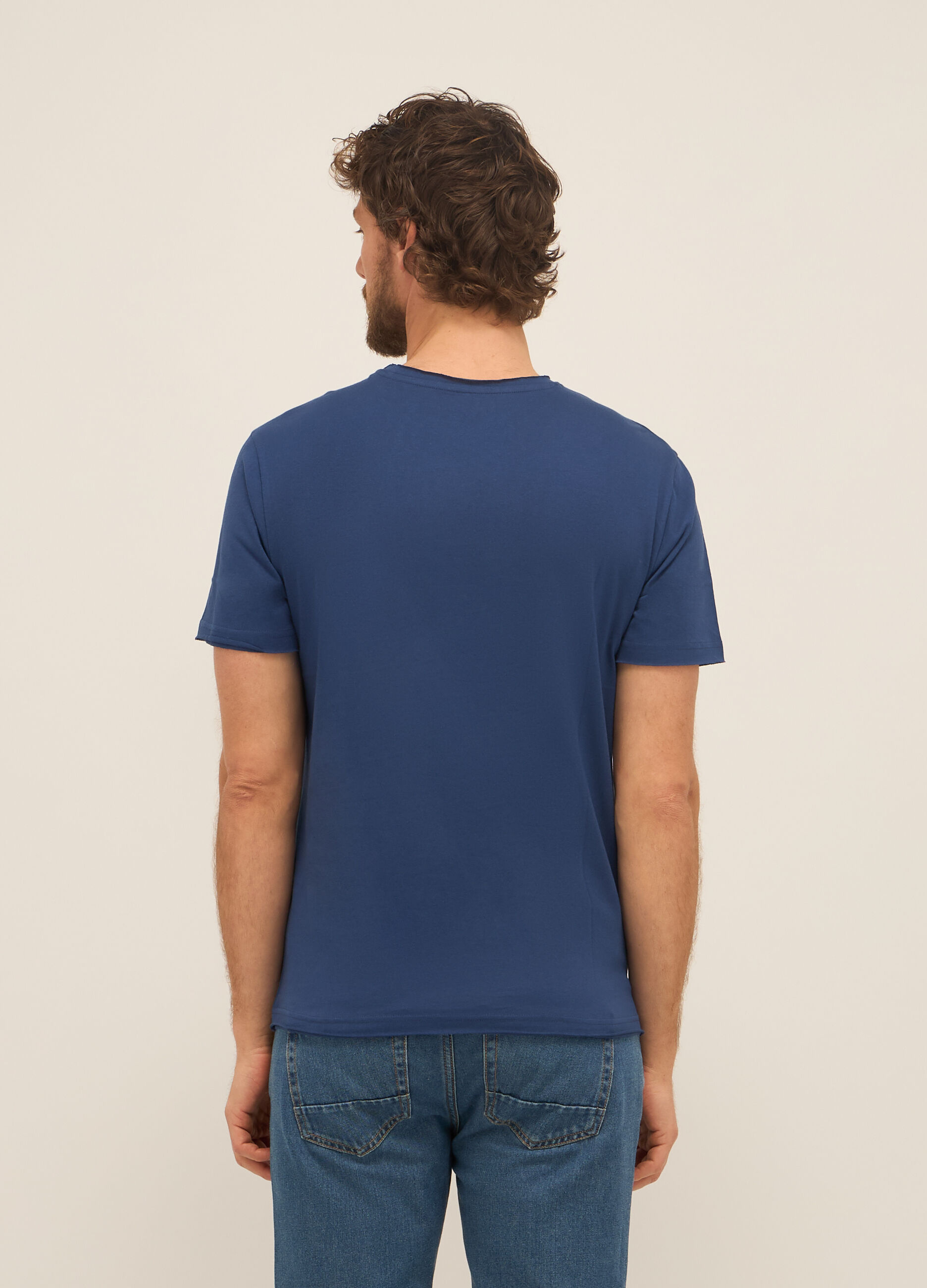 T-shirt girocollo in puro cotone con stampa uomo_1