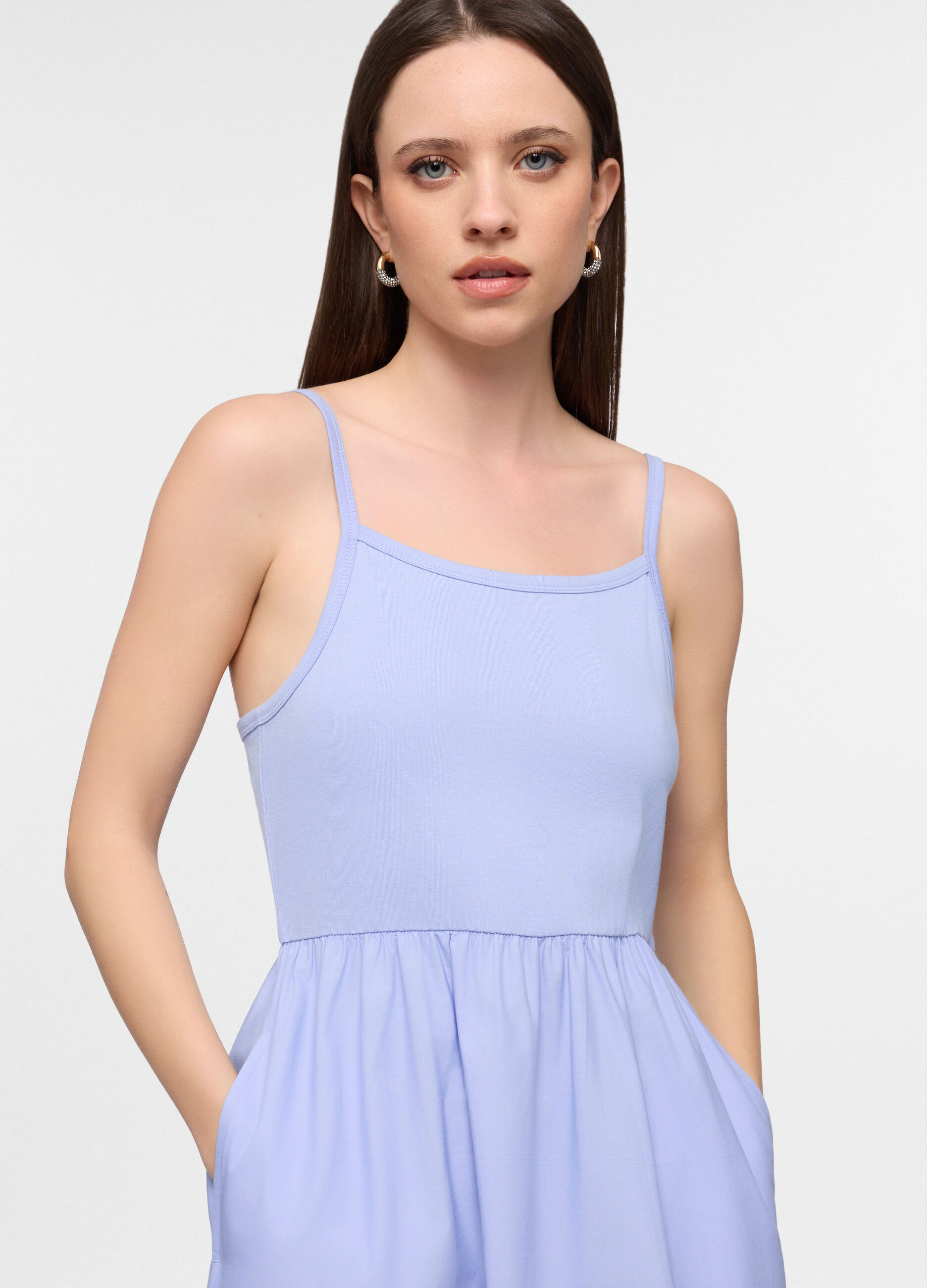 Abito lungo in popeline di puro donna_2