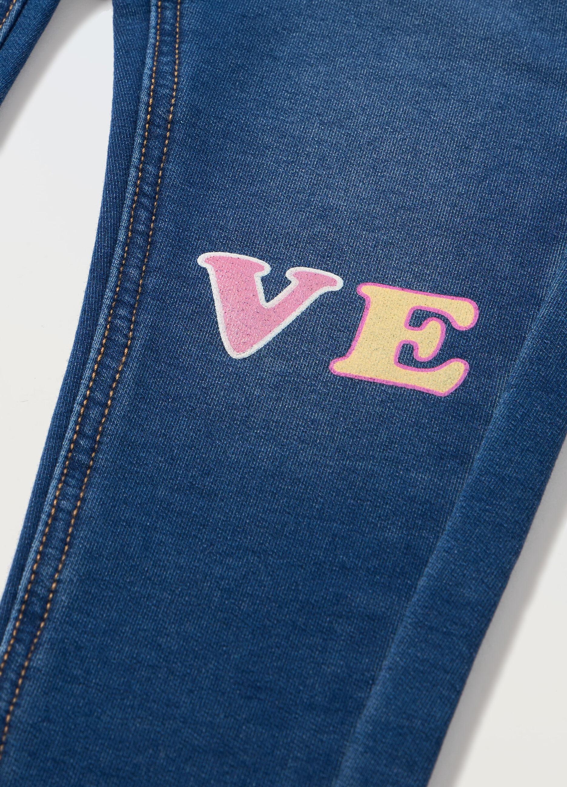 Jeggings in denim di misto cotone stretch bambina_1