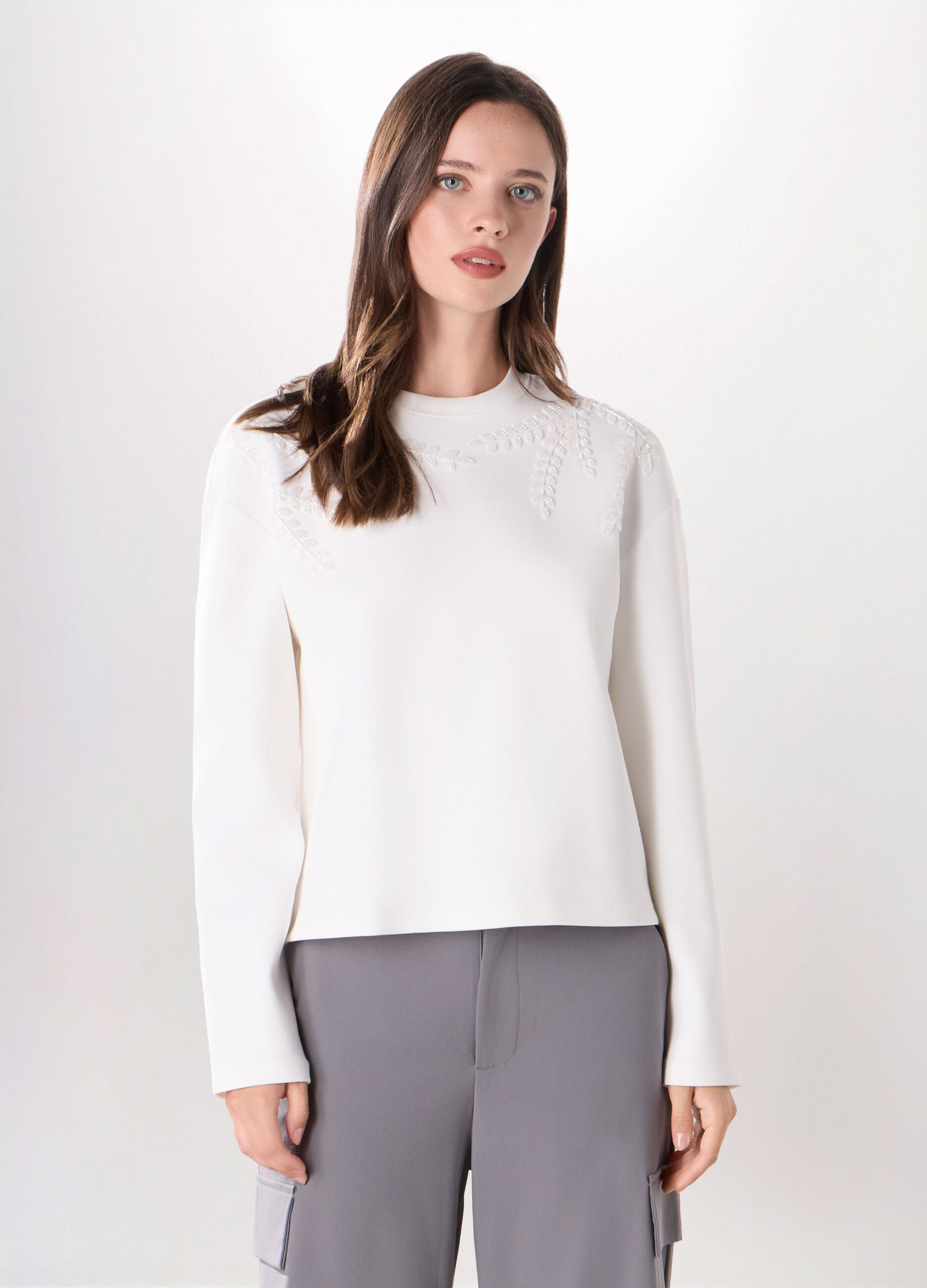 T-shirt in misto cotone stretch donna_0
