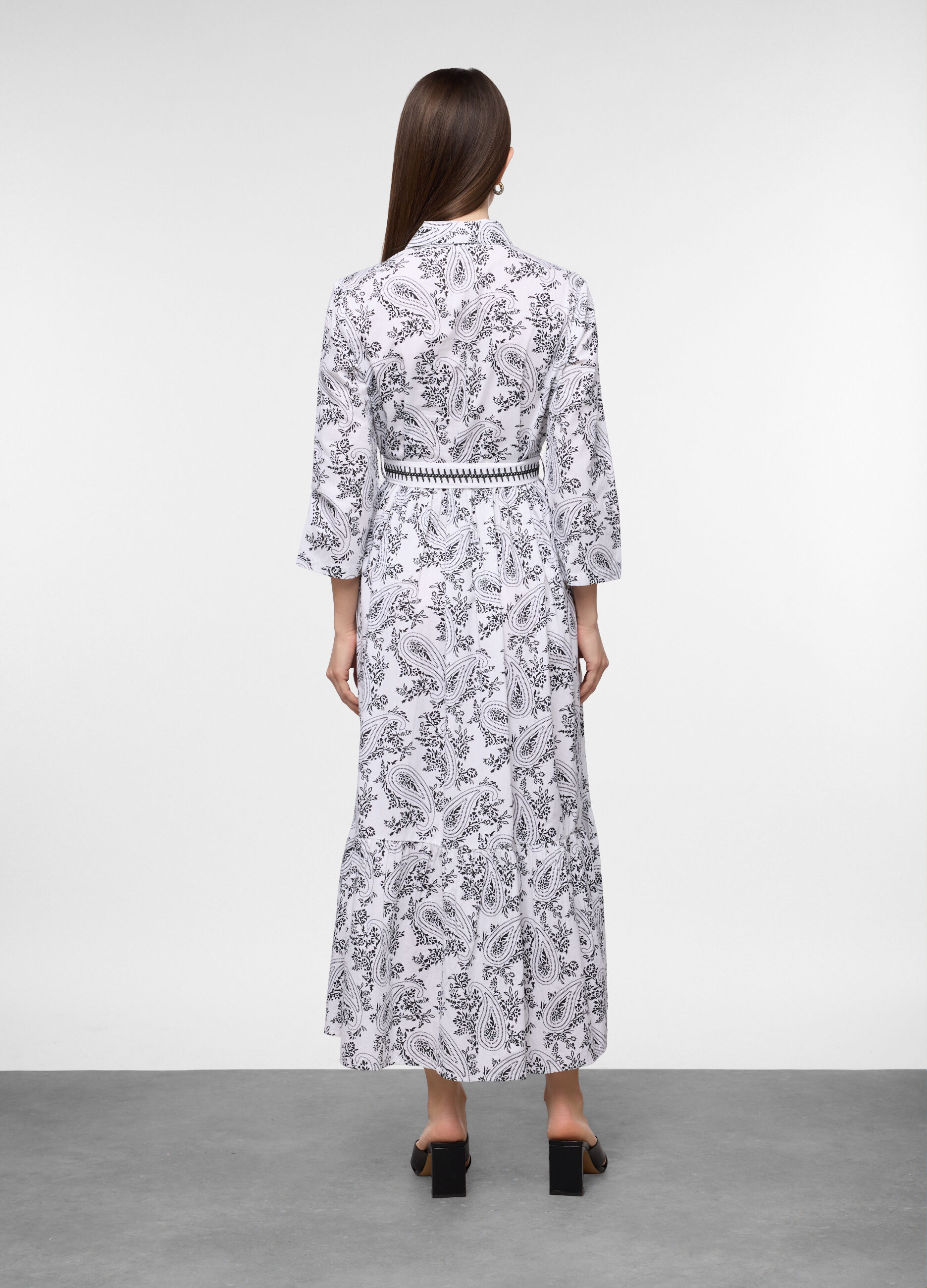 Vestito chemisier con colletto classico in puro cotone donna_1