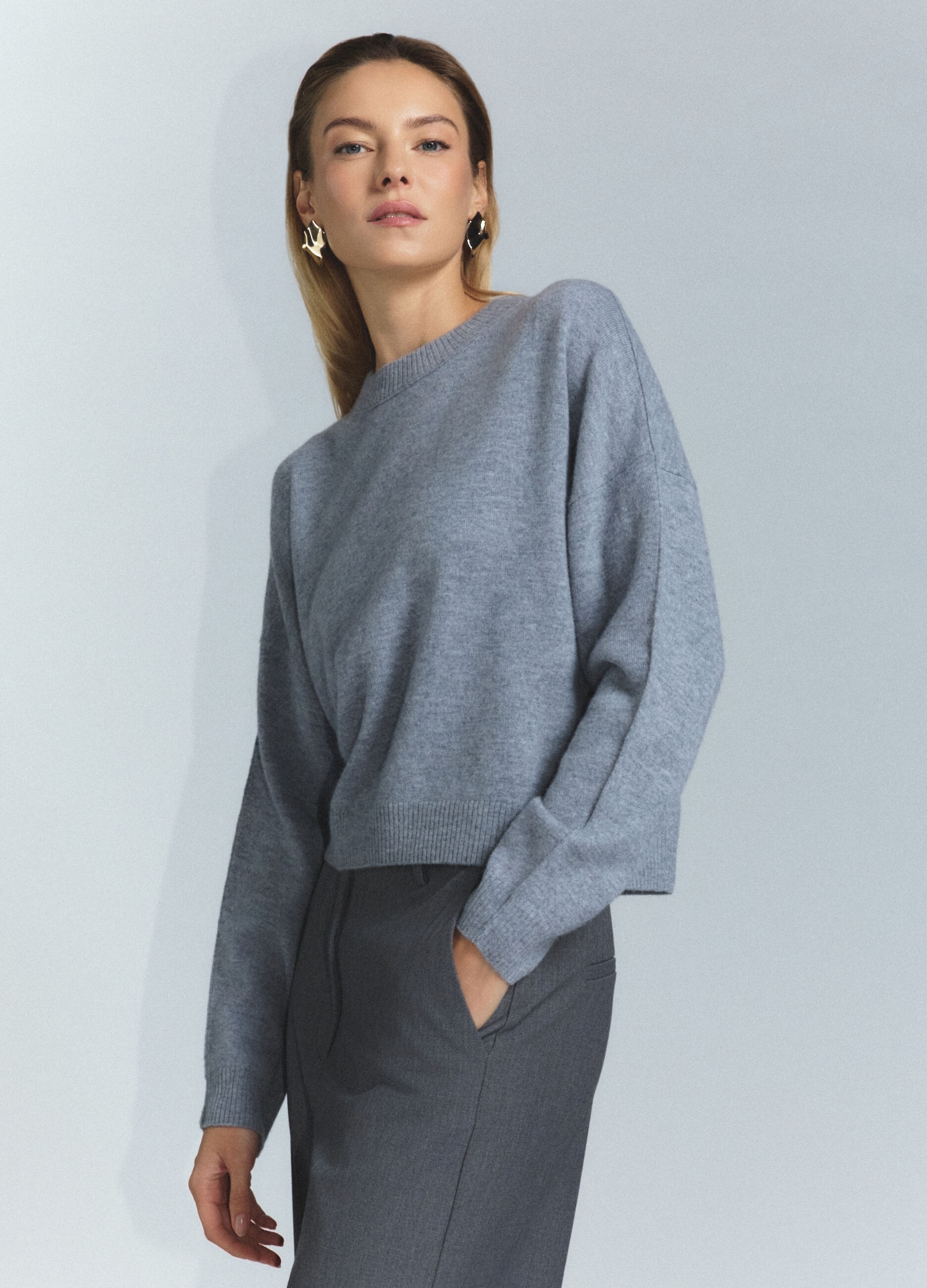 Maglia girocollo rasata donna_2