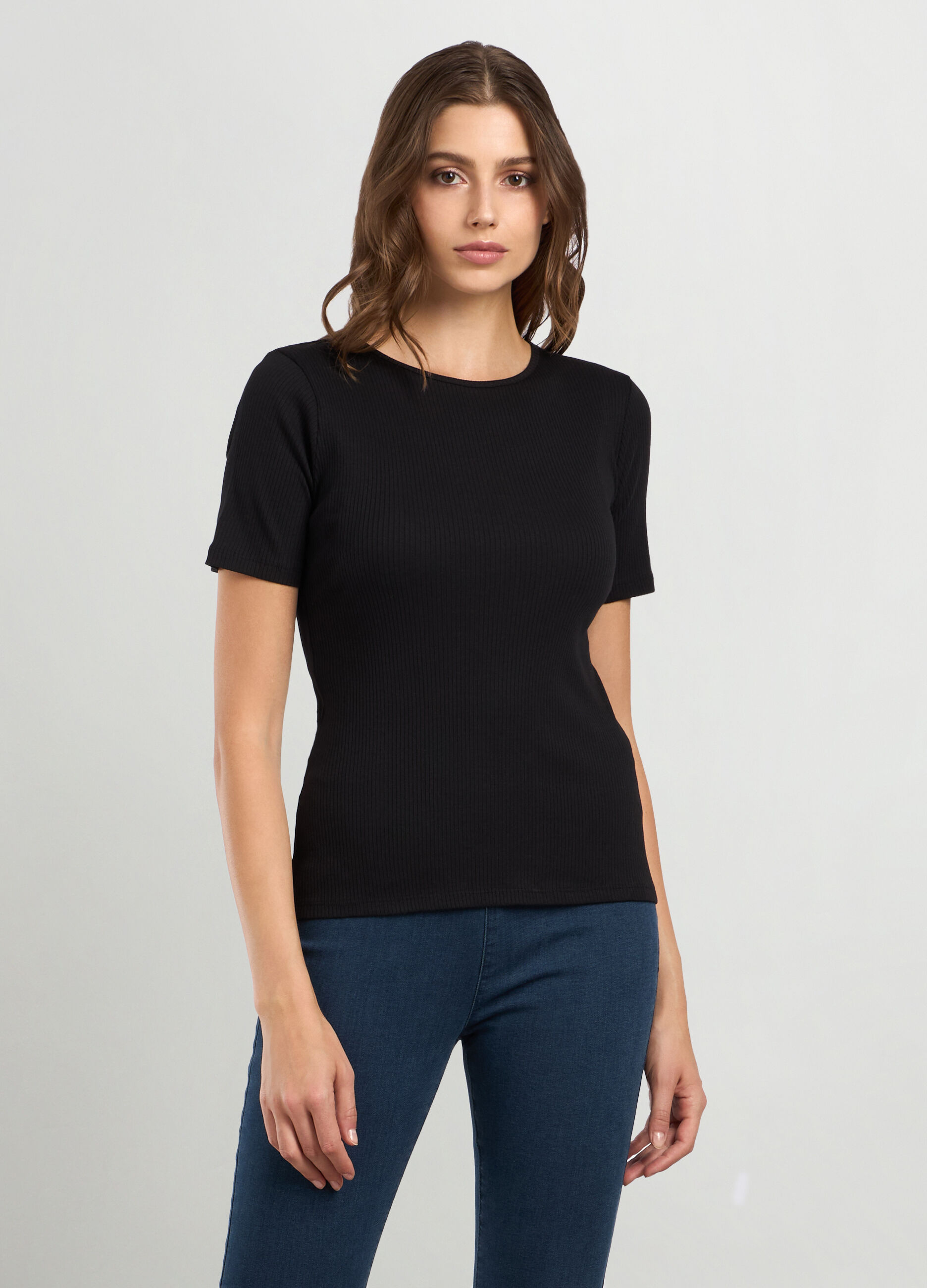 T-shirt in costina di cotone bio donna_0