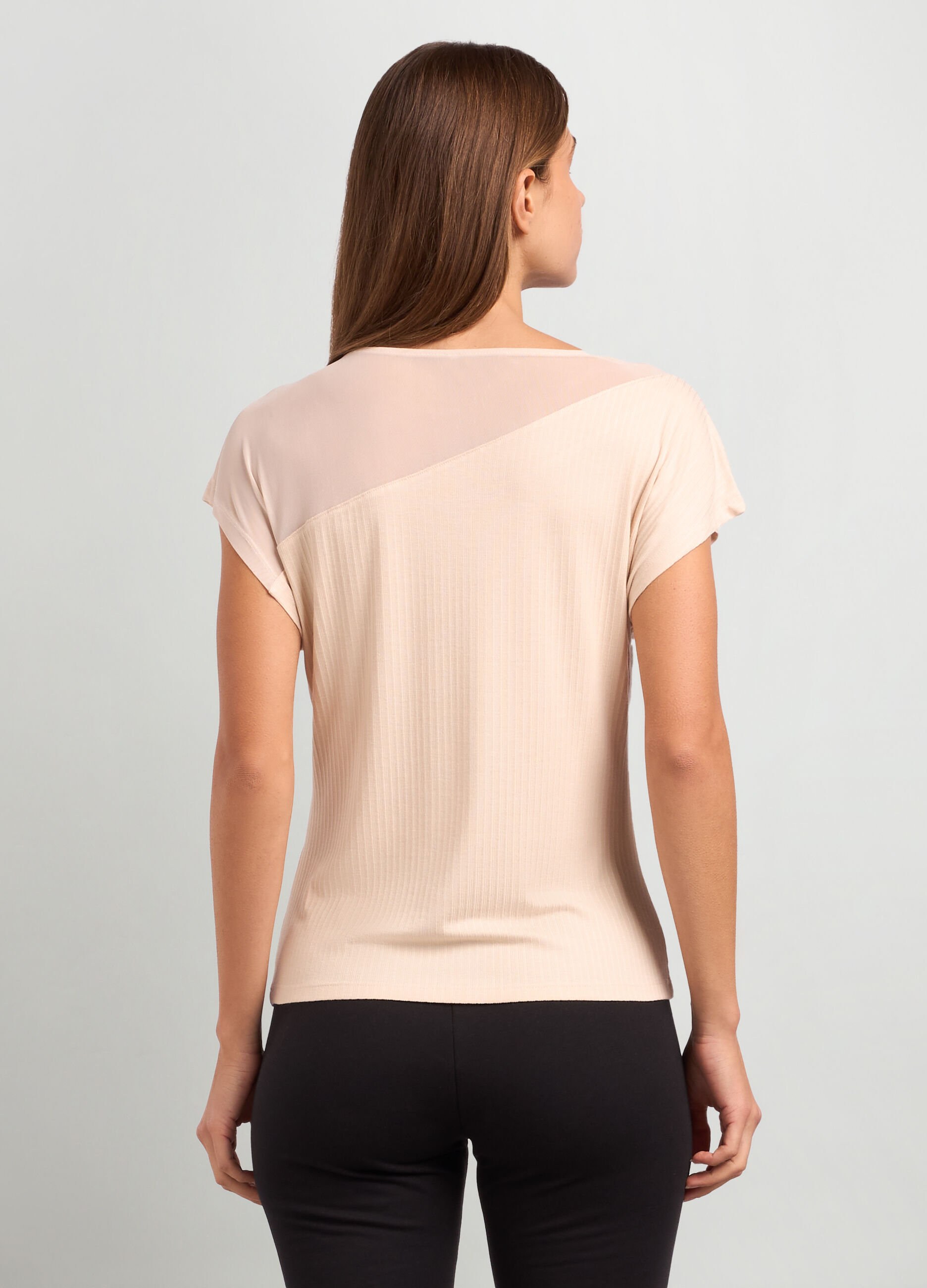 T-shirt in costina di viscosa stretch donna_1