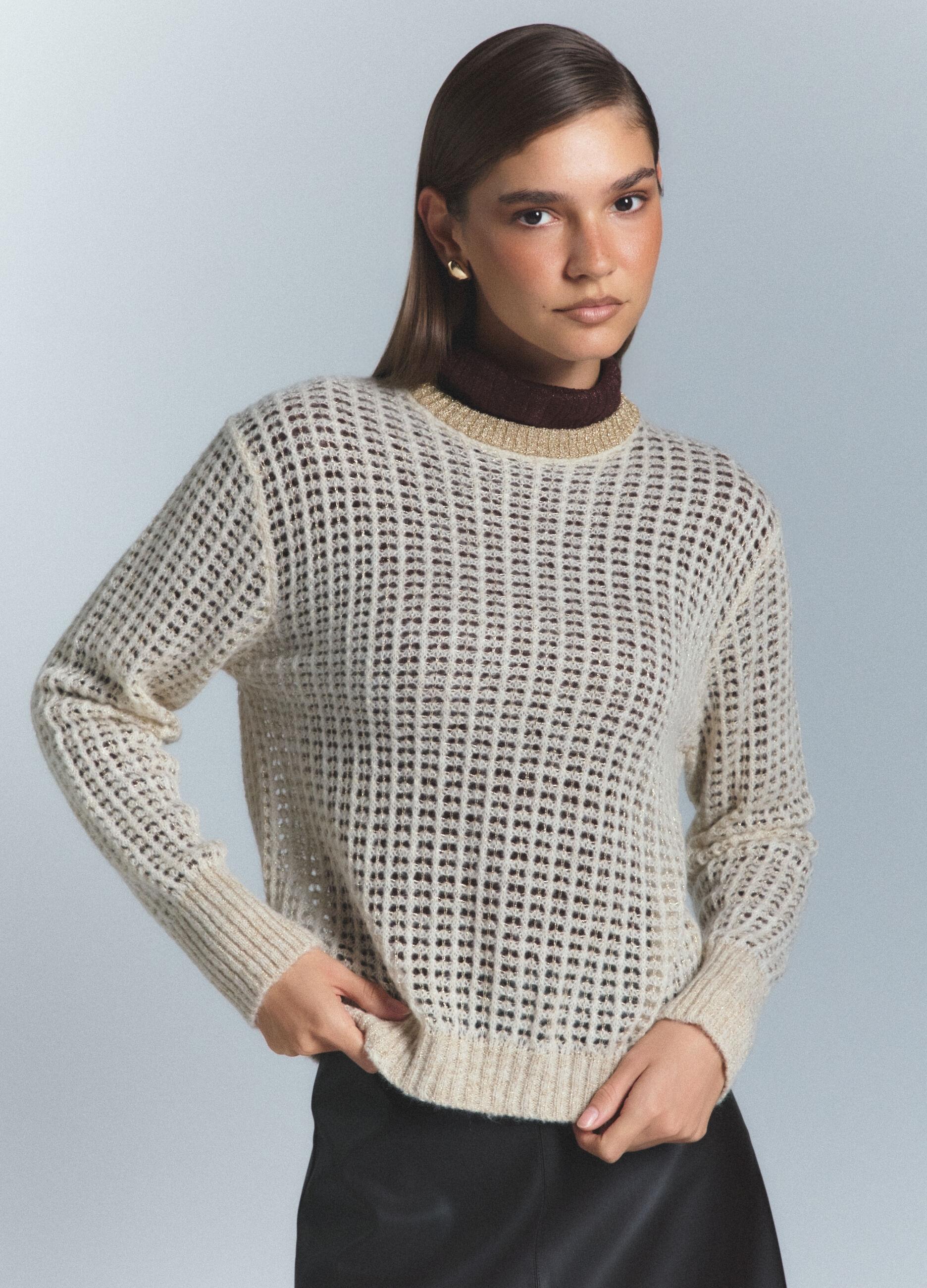 Pullover girocollo operato donna_1