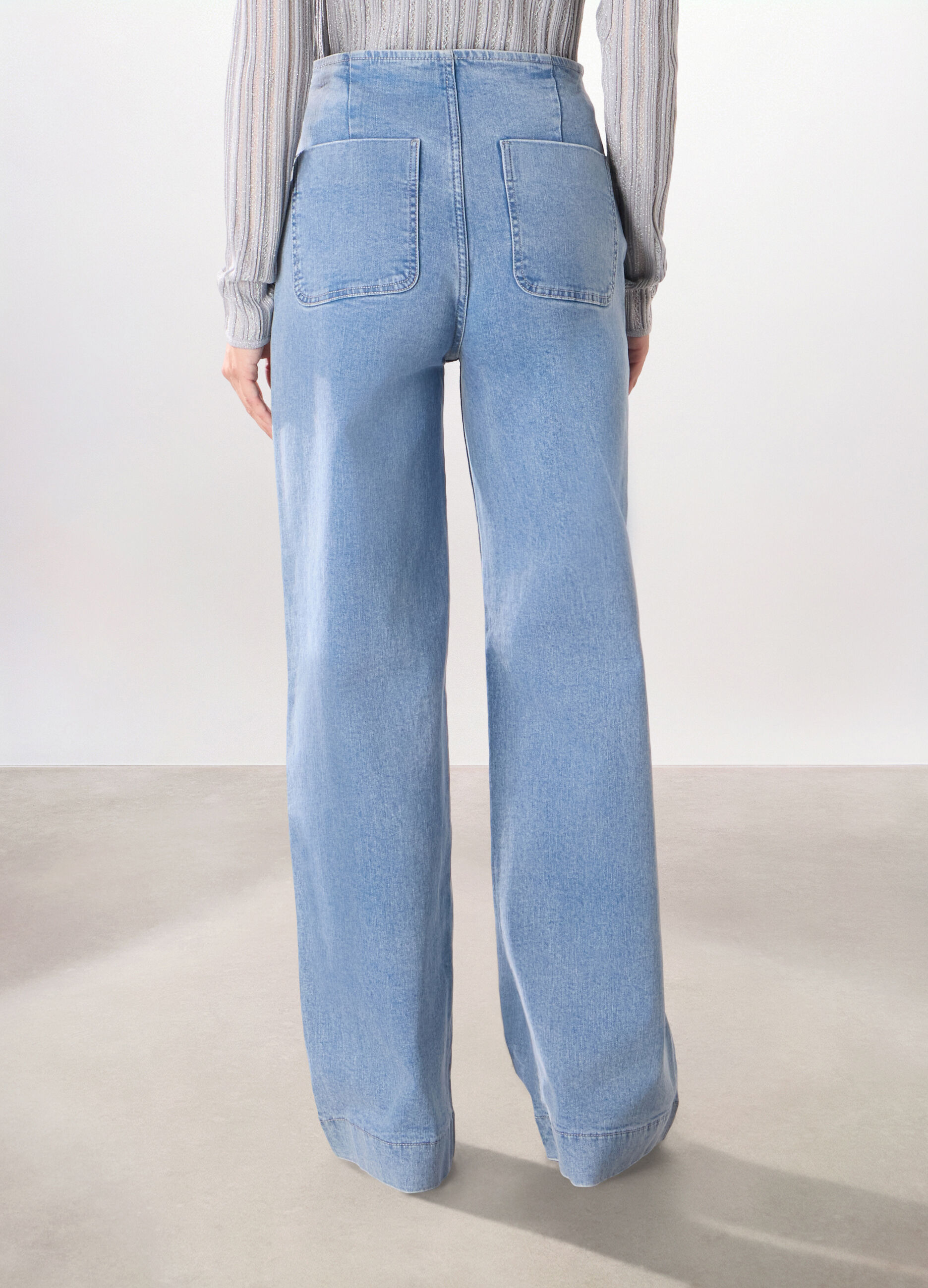 Pantaloni in denim di cotone stretch donna_1