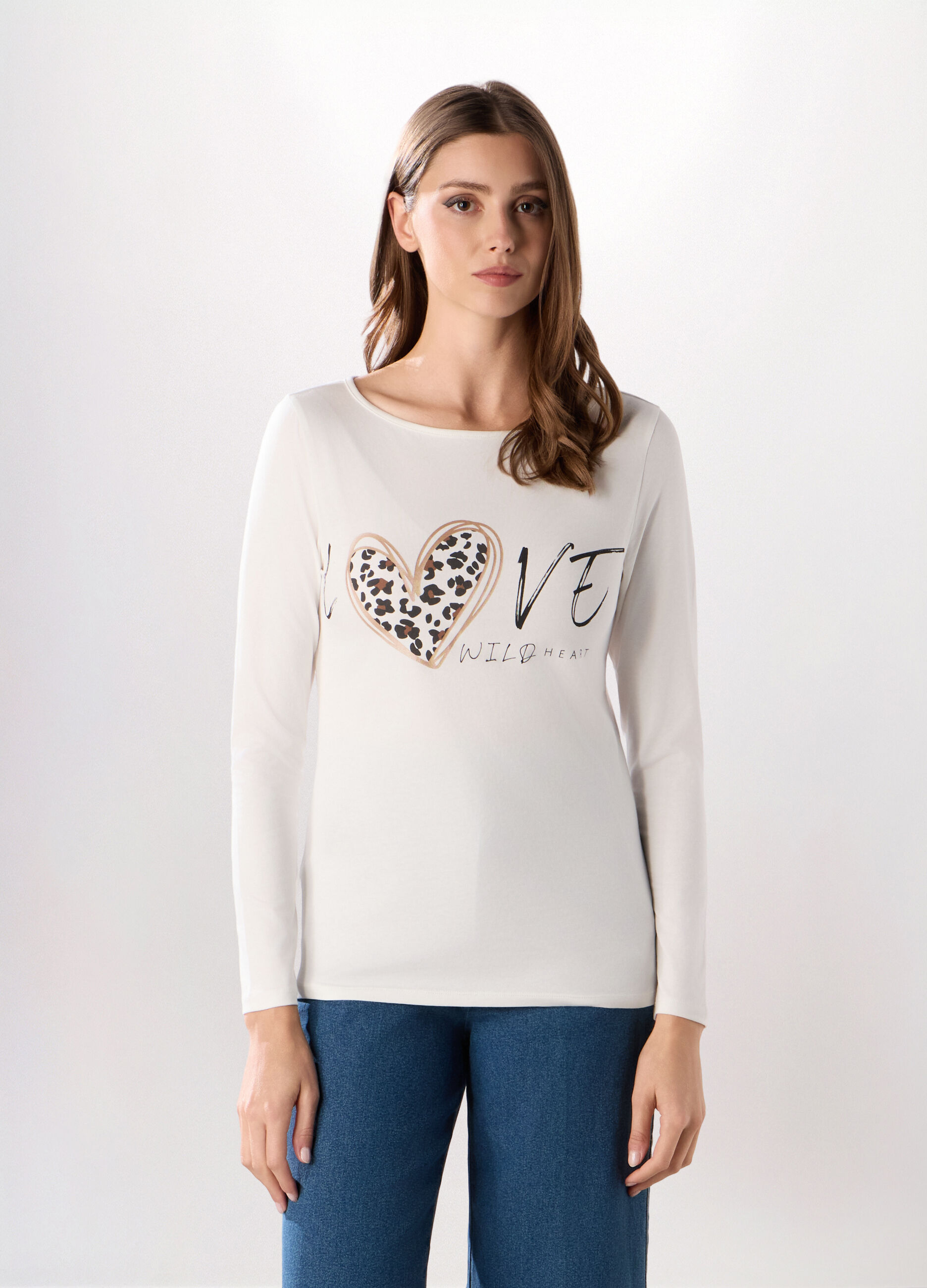 T-shirt in jersey di cotone stretch donna_0