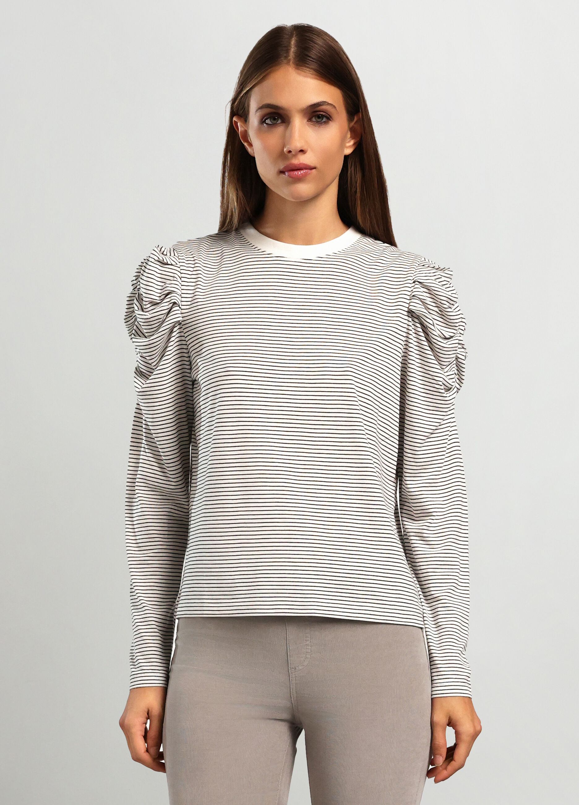 T-shirt a righe misto viscosa donna_0