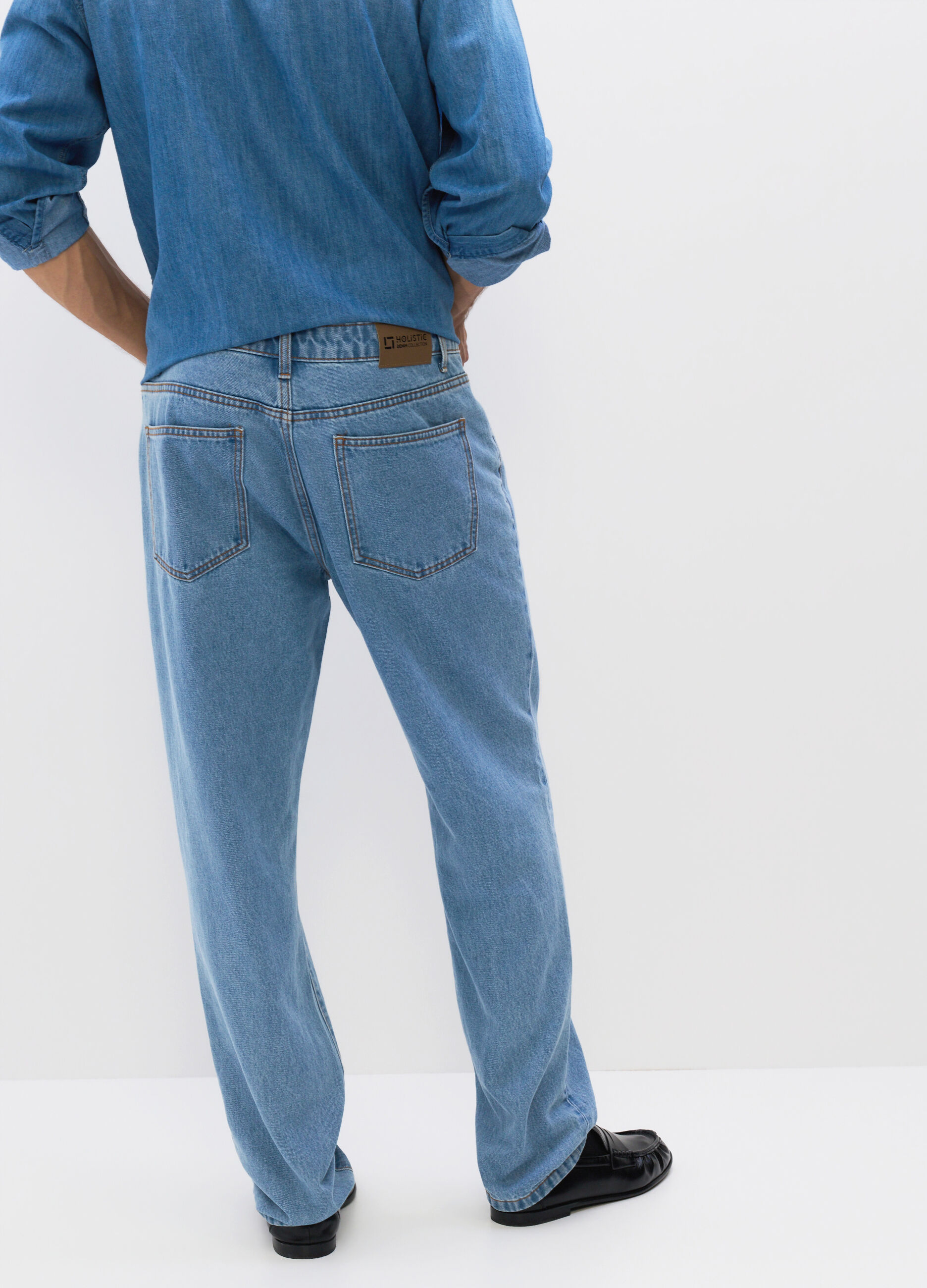 Jeans regular fit in denim cotone uomo_1